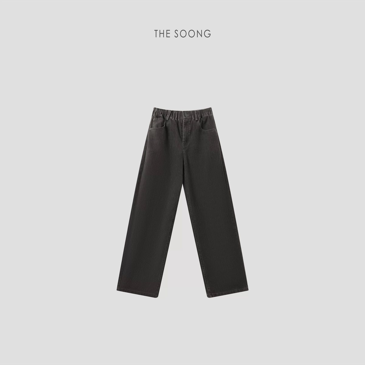 THESOONG/Spring new high-density twill jeans retro loose wide-leg straight long pants for women 7559