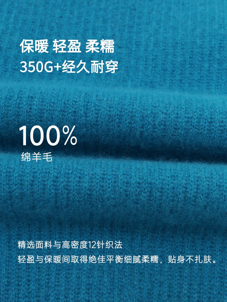 THESOONG/Warm Feel Hoodie Autumn/Winter 100% Sheep Wool Delicate Warm Textured Hooded Sweater for Women 8236