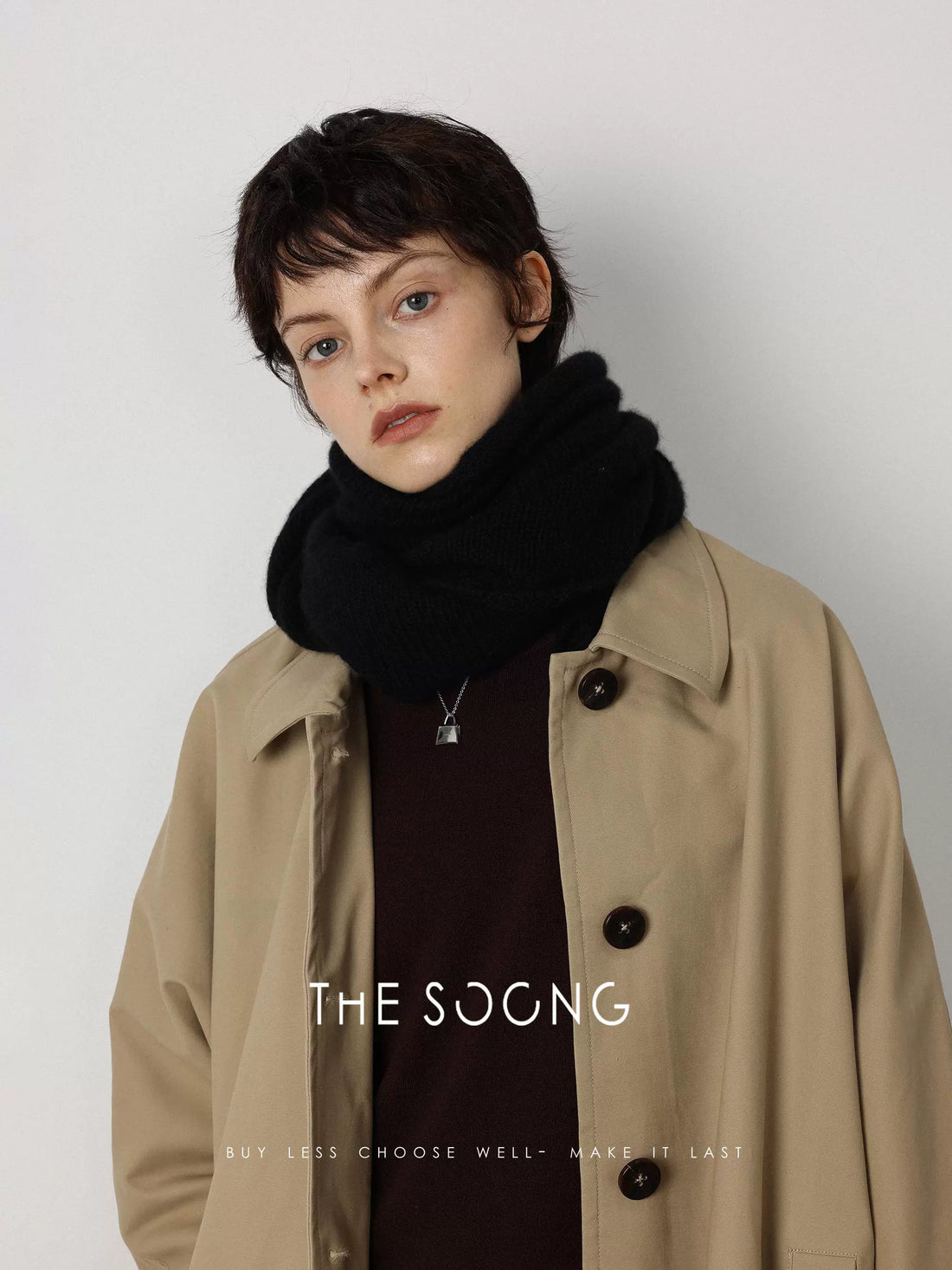 THESOONG / Italian Sheep Wool Cashmere 143g Single-sided Weaving Stretch Warm Comfortable Triangle Scarf
