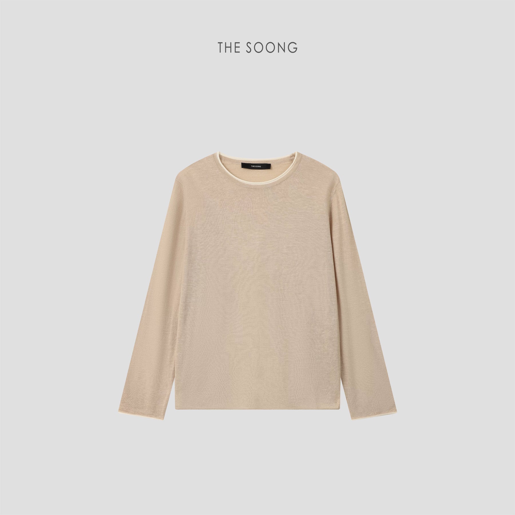 THESOONG/Lightweight Comfort Mulberry Silk High-Weight Blended Wool Round Neck Long-Sleeve Base Shirt 8581