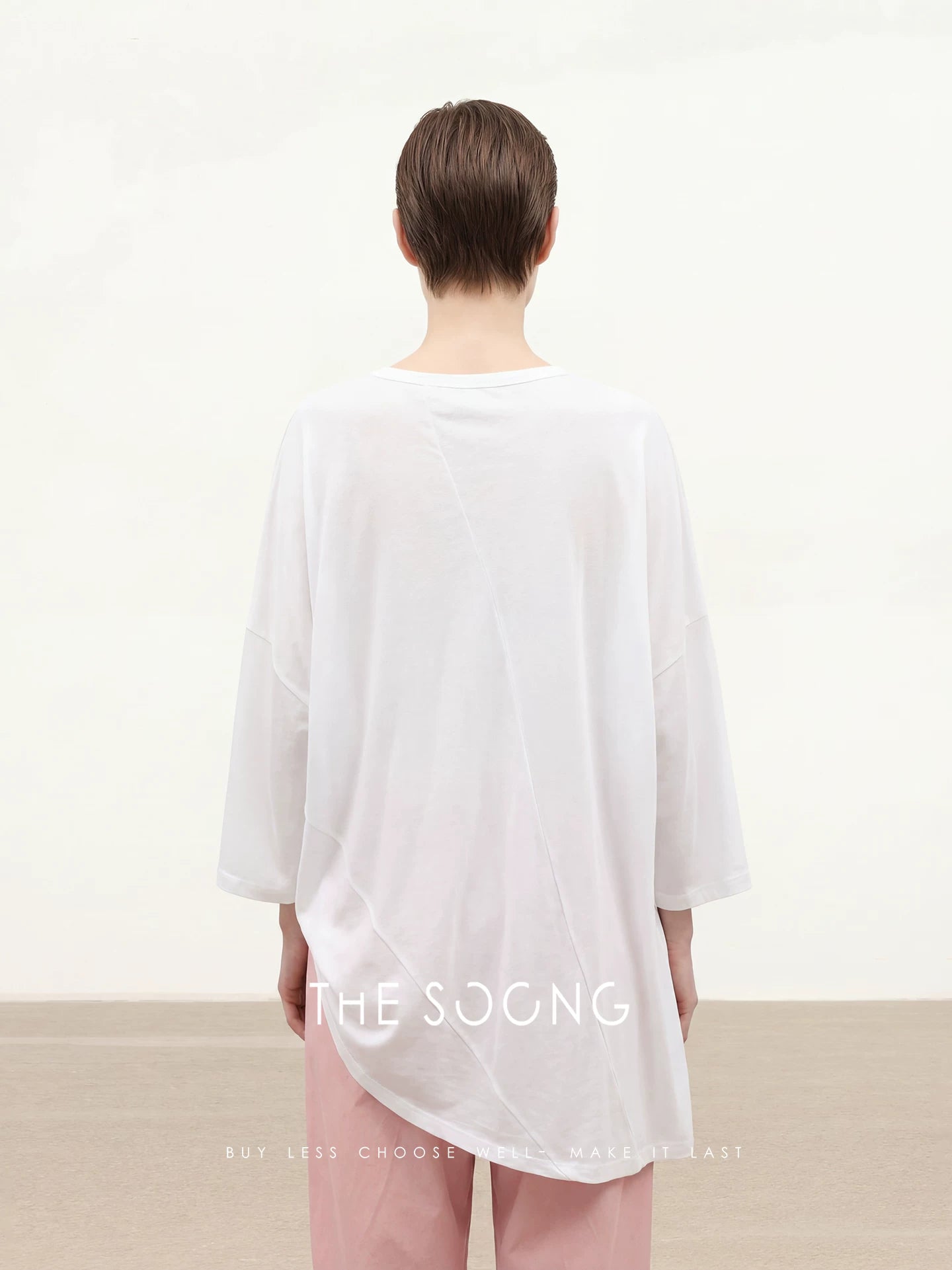 THESOONG/Dynamic Aesthetics 100% Pure Cotton Geometric Patchwork Mid-Length Short Sleeve T-Shirt 8622
