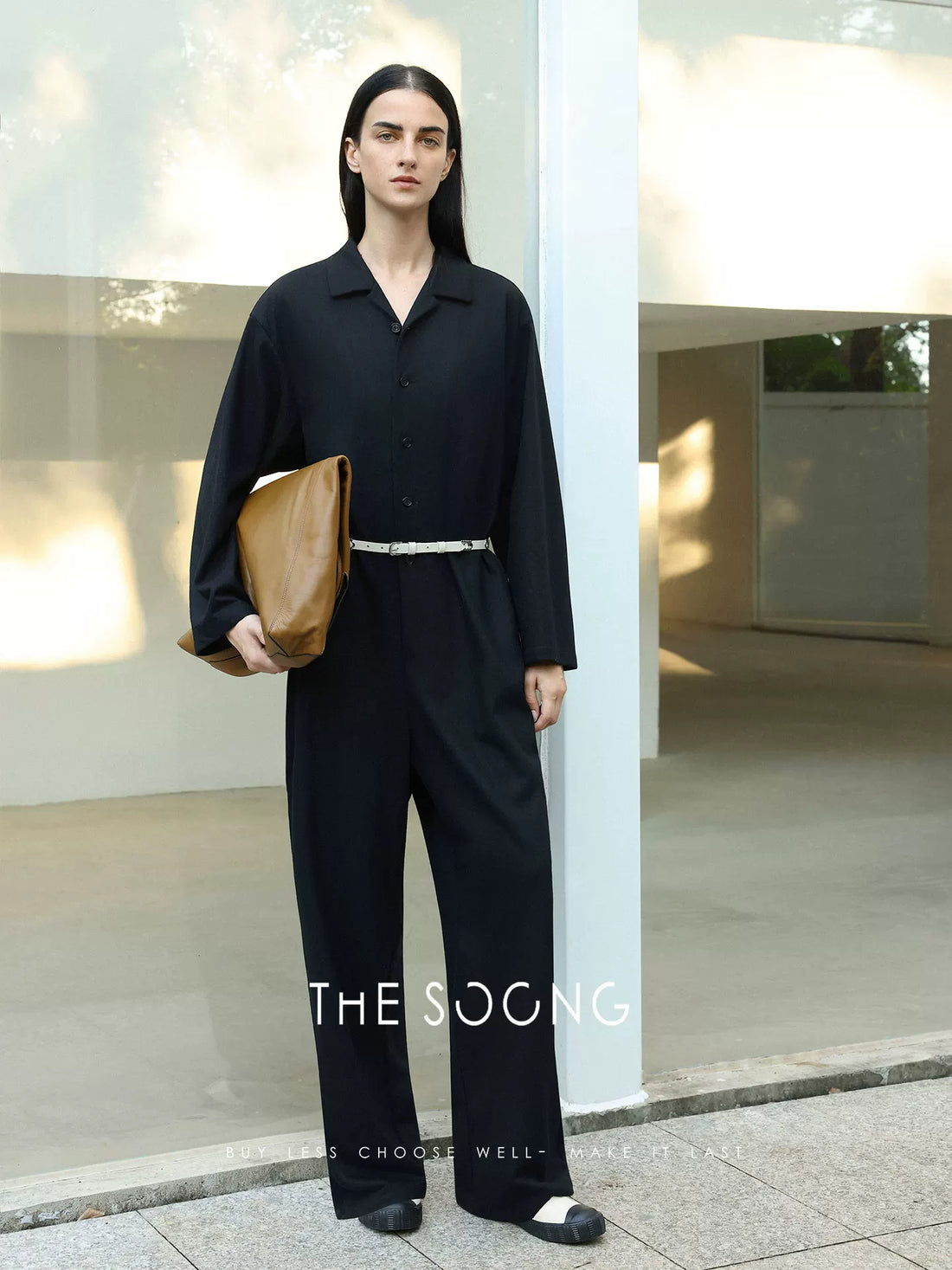 THESOONG/400g重磅羊毛混纺连体衣女秋季polo领套装中长款7392