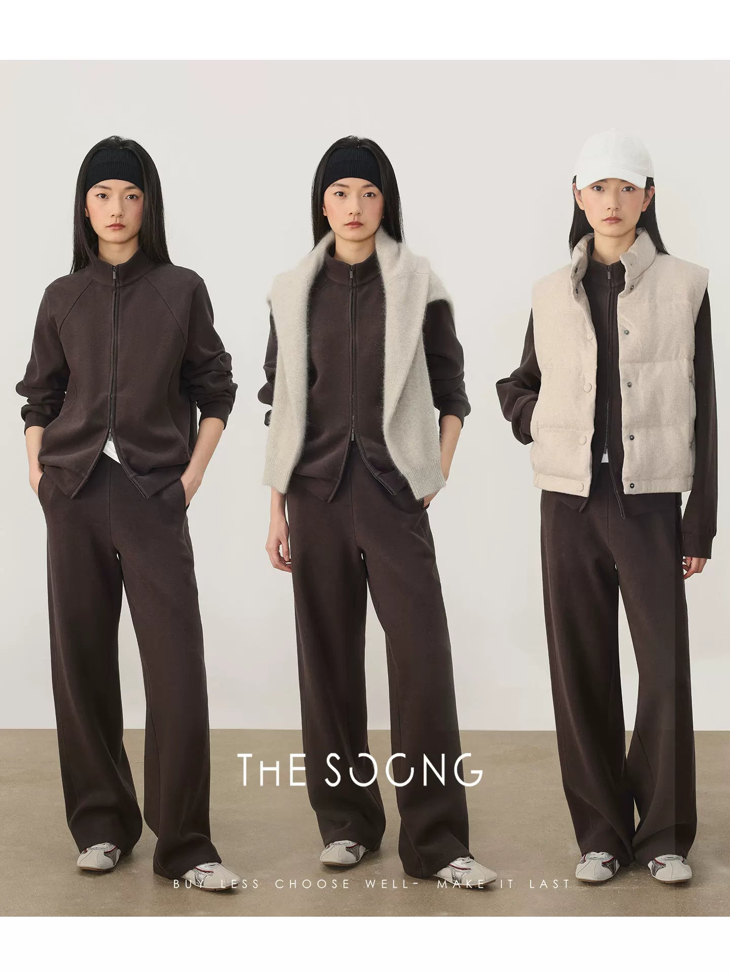 THESOONG/26th year early spring new sweatshirt set for women, sports casual stand-collar jacket and pants two-piece set