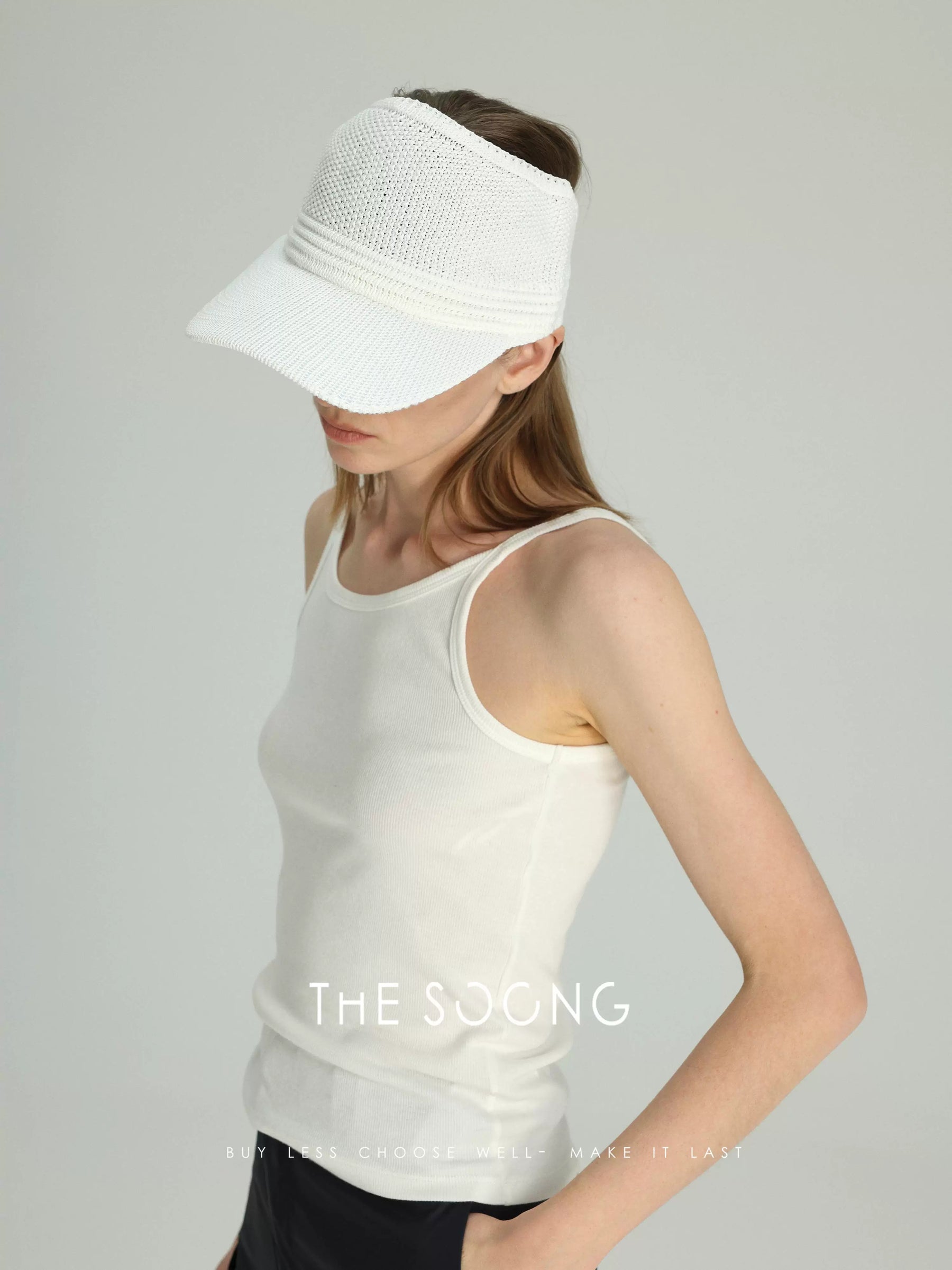 THESOONG/ Small vest cotton-feel knitted white U-neck camisole tank top for women soft wrinkle-resistant versatile top