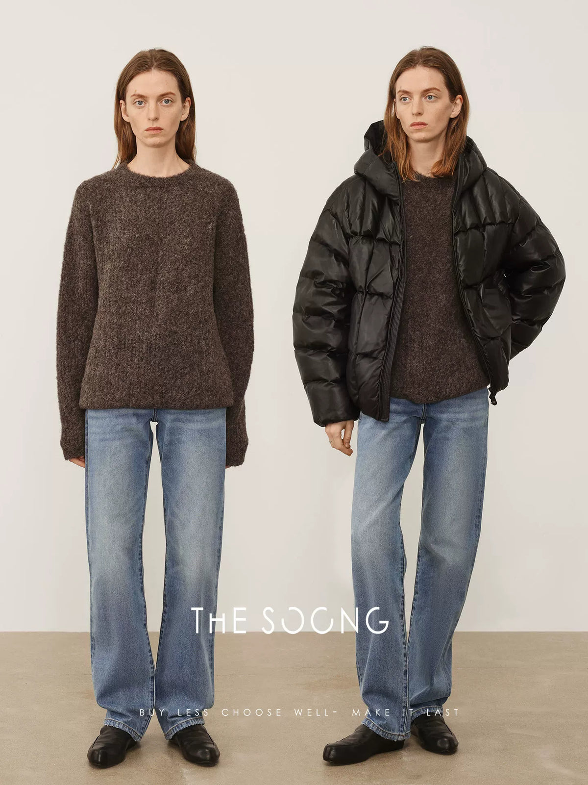 THESOONG/ Luxury style autumn/winter alpaca wool warm suede relaxed-fit crewneck sweater for women 7933