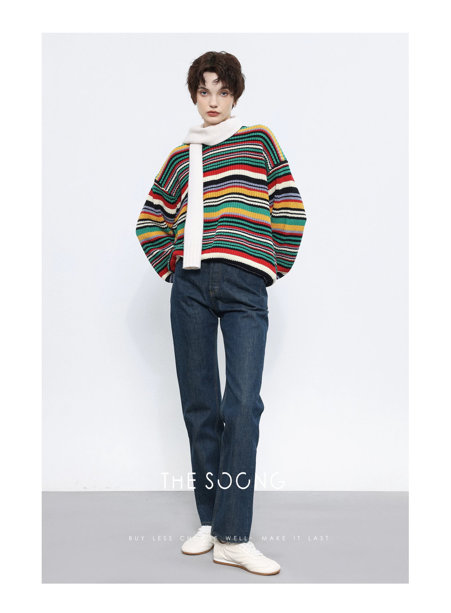 THESOONG/Red Selvedge Denim, Women’s Button-Up Mid-High Waist Straight-Leg Non-Stretch Vintage Blue Jeans
