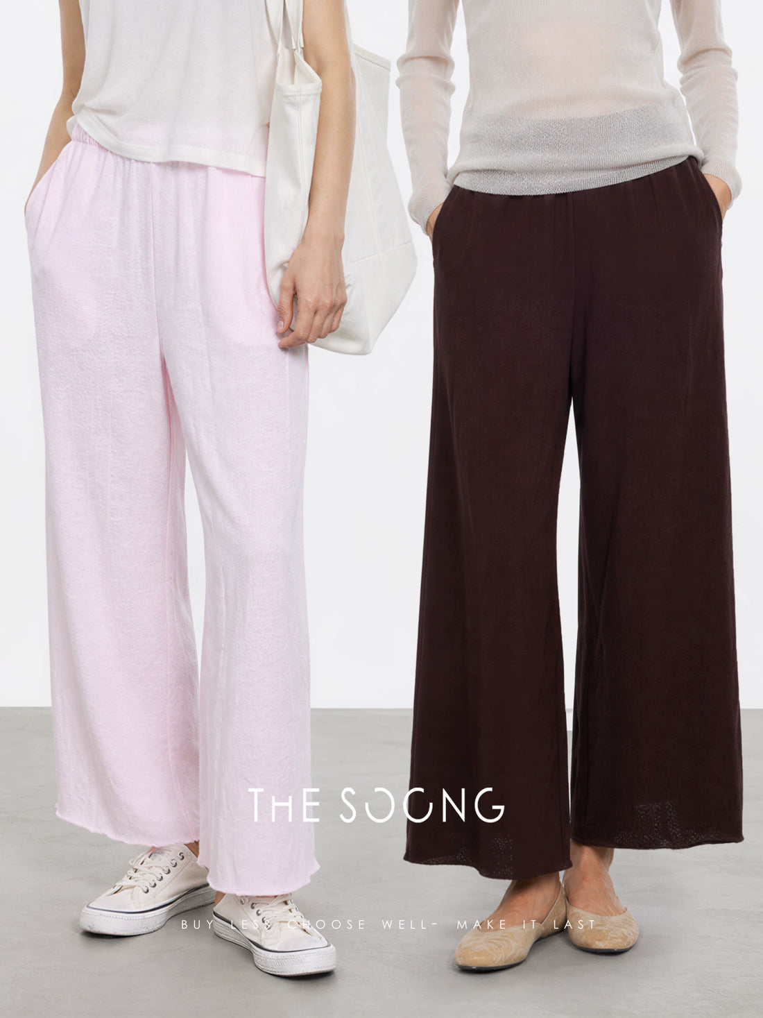 THESOONG/Relaxed Aesthetics Summer Thin High-Waist Draped Wide-Leg Pants Women Elastic Waist Casual Pants 8465