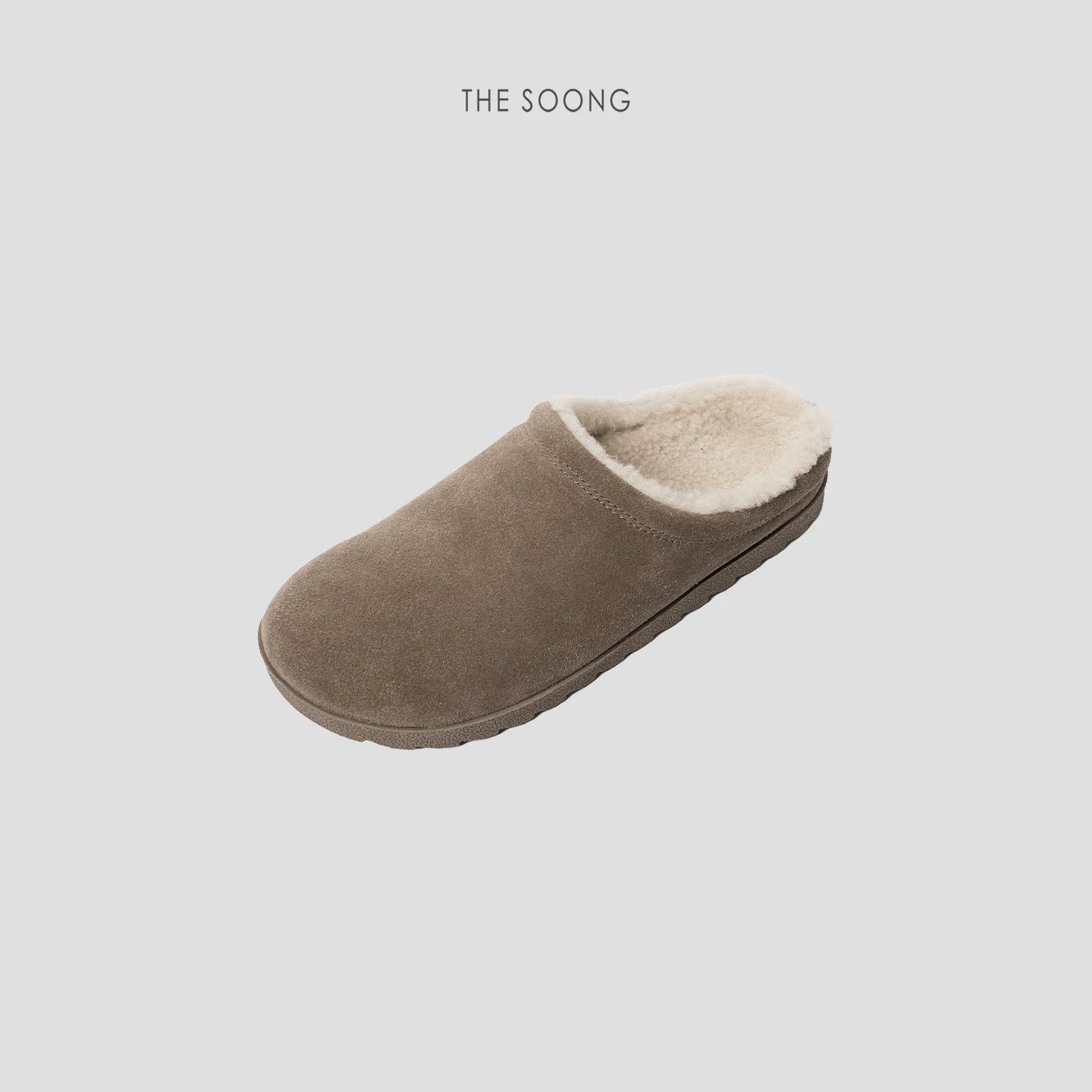 THESOONG/Furry Birkenstock Shoes, Cow Suede with Wool Lining, Versatile Closed-Toe Slippers 8012