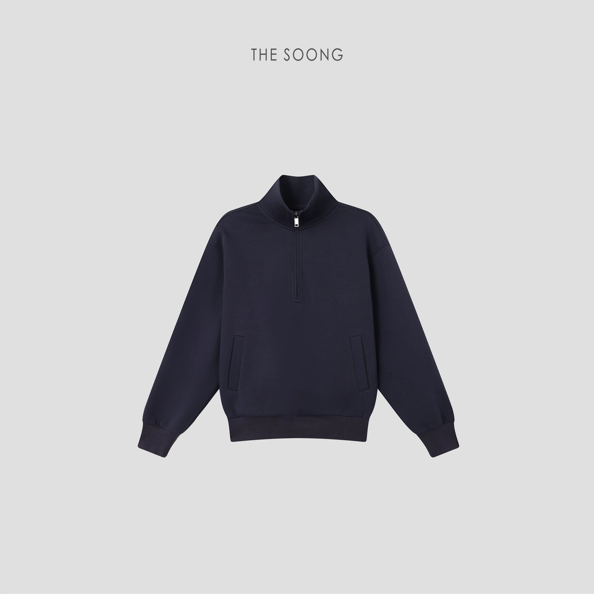 THESOONG/Quiet Luxurious Cloud Feel Cotton Blend High-Elastic Structured Half-Zip Stand Collar Sweatshirt 9387