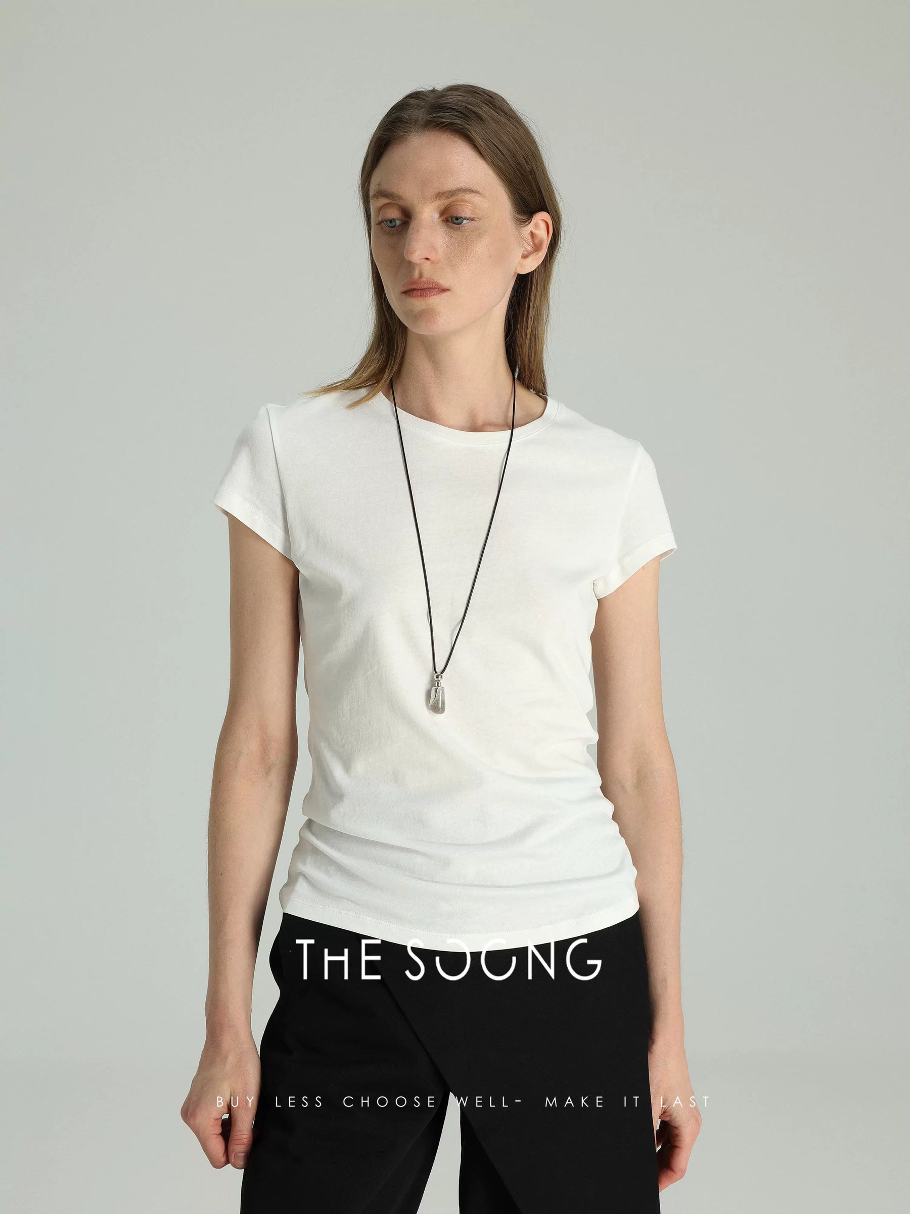 THESOONG/ Several pieces per person classic white basic skin-feel long-sleeve minimalistic crewneck T-shirt for women