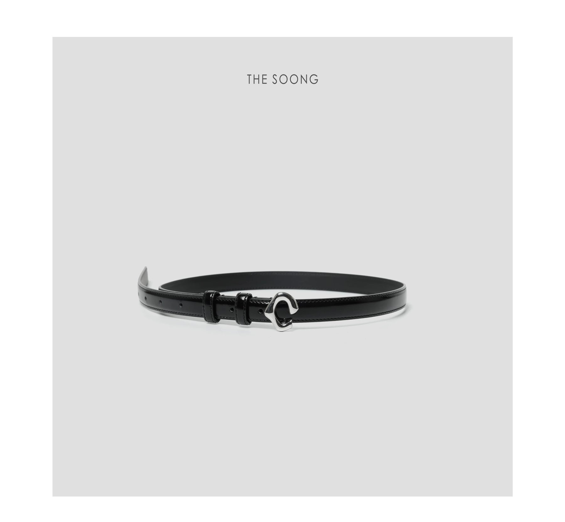 THESOONG/Classic C-shaped top layer leather, glossy versatile buckle thin leather belt 6492