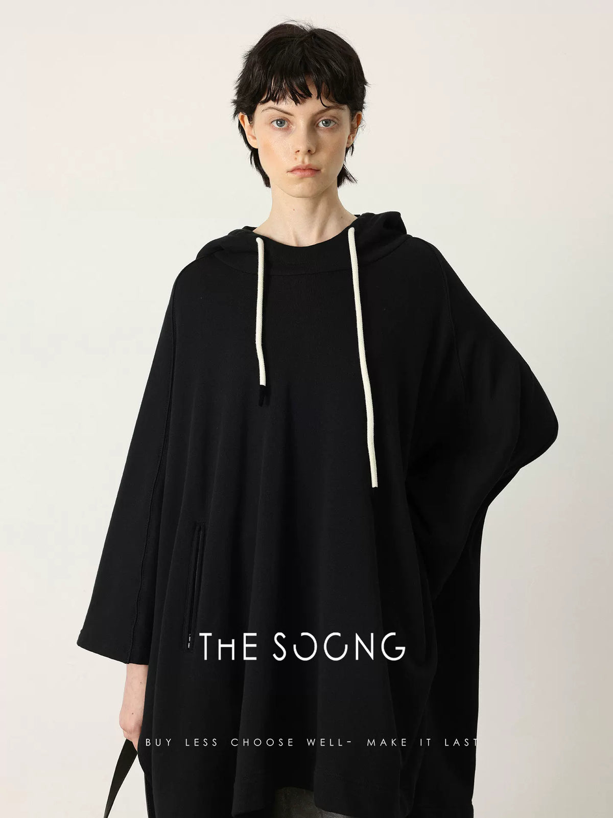 [Clearance 3] Serene Ergonomic Pure Cotton Ultra-Fine Four-Line Crochet Mid-Long Hooded Sweatshirt 7288