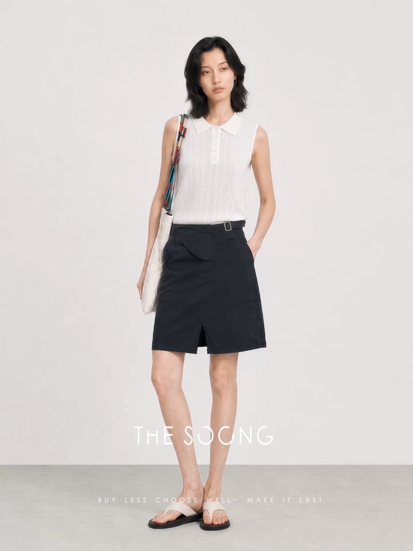 THESOONG/Fine Twill Workwear Skirt Women's Summer Straight Slight A-Line Irregular Waist Short Skirt HWQZ9318