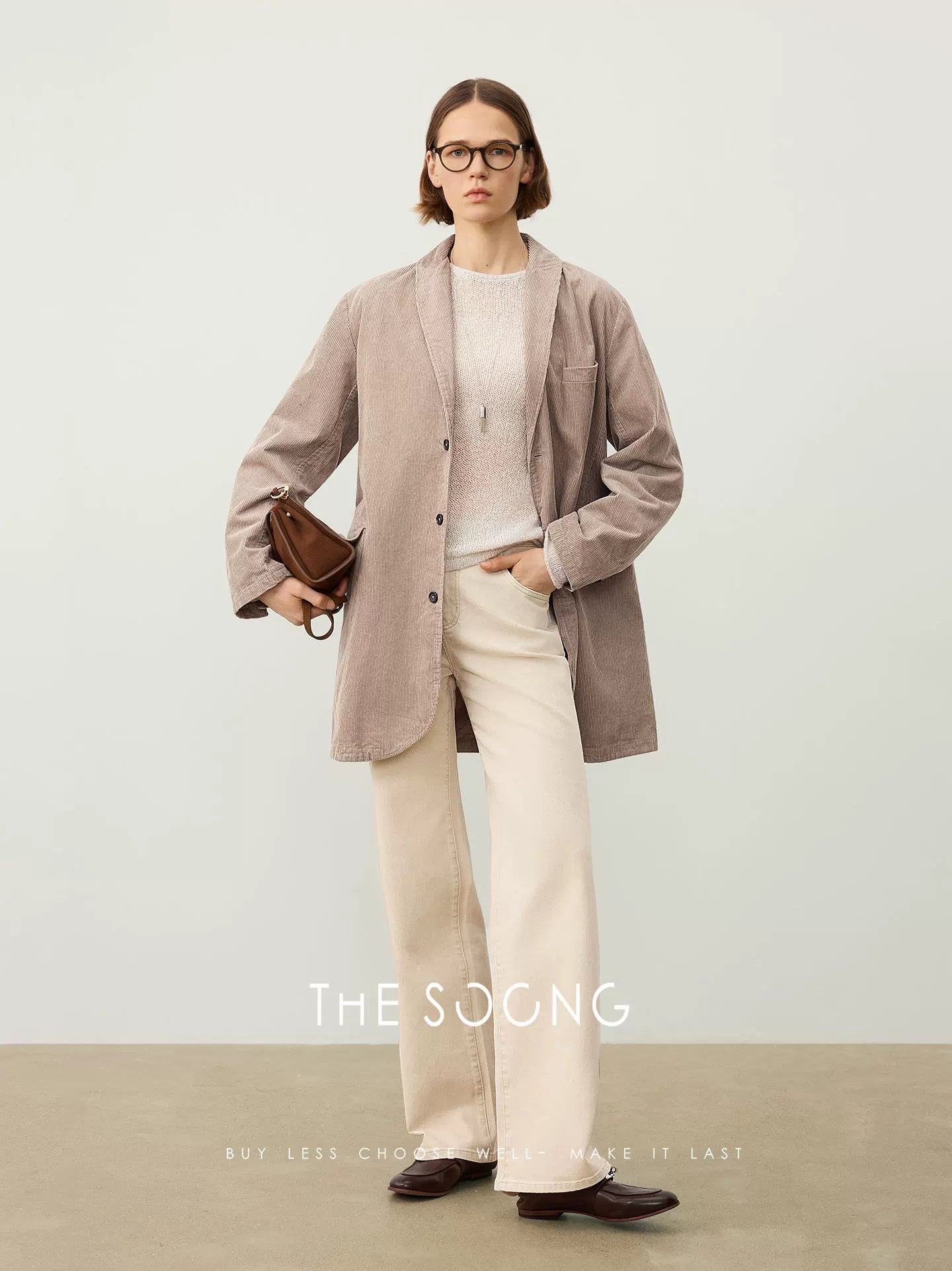 THESOONG/Cotton Straight-Leg Jeans for Women Spring Petite Wide-Hip Slim Casual Pants HBKZ7460