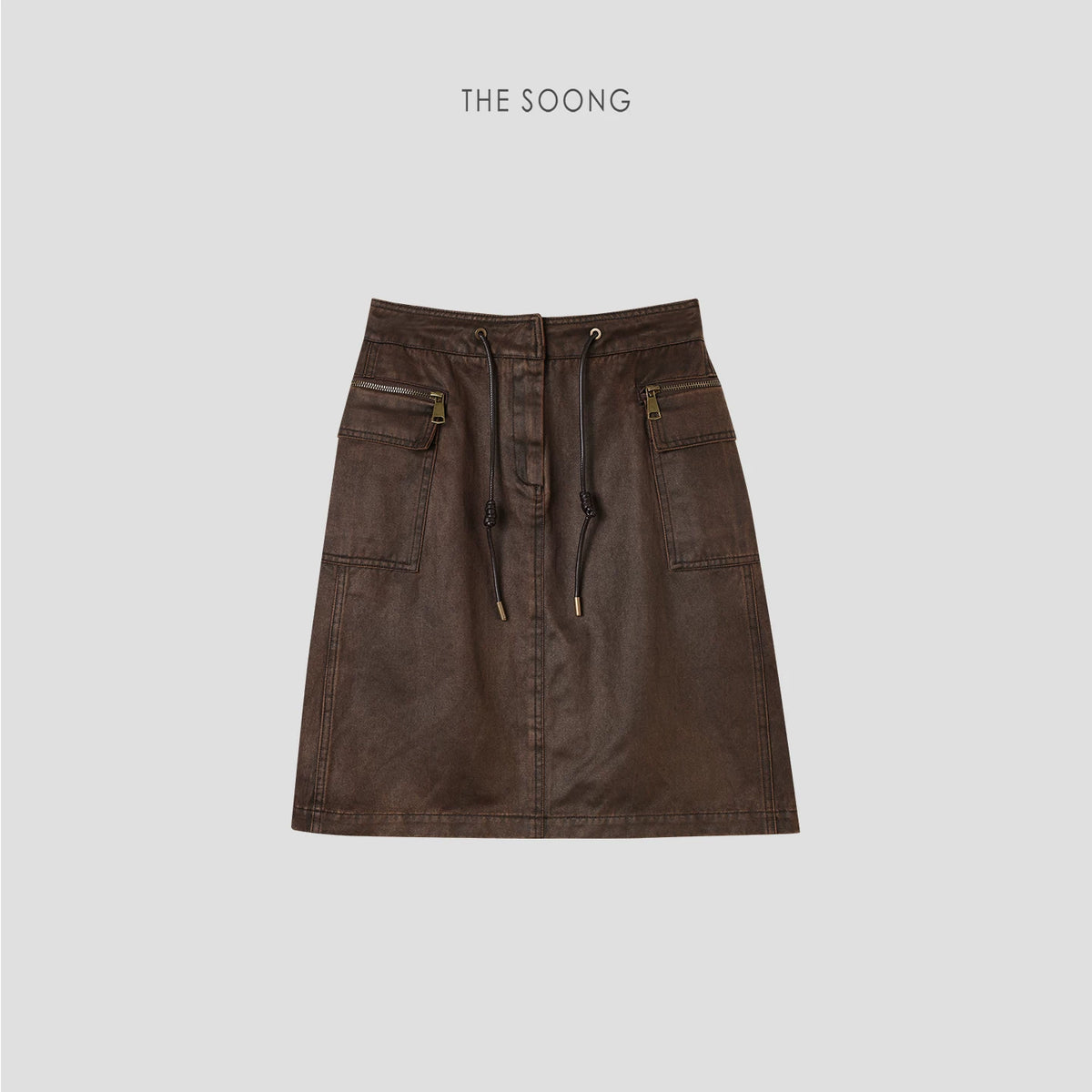 THESOONG/Vintage Old Money Mid-Waist Drawstring for Women, Autumn Accentuated A-Line Drawstring HWQZ7672