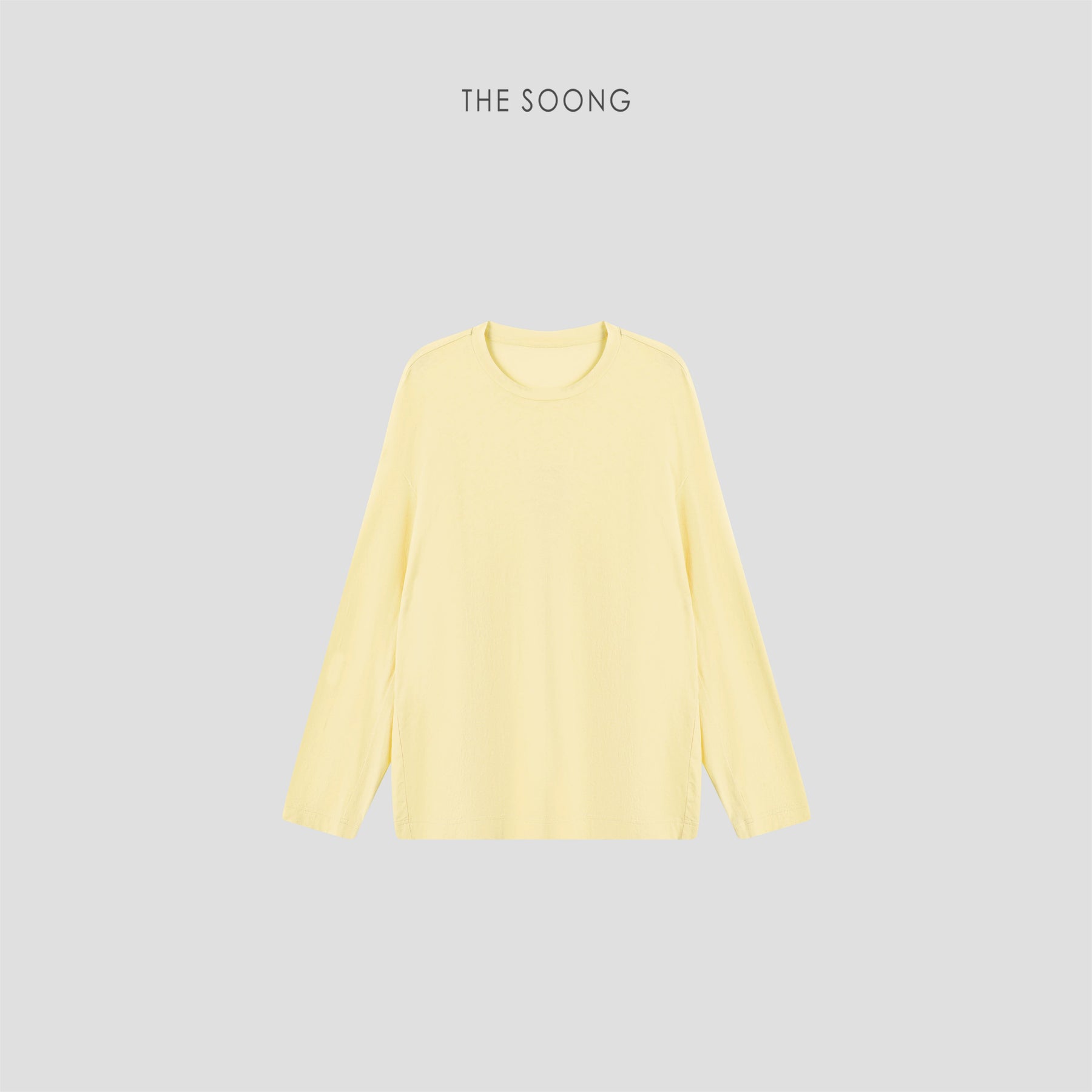 THESOONG/Cocoon T Simple Basic 100% Paper-Feel Cotton Round Neck Loose Solid Long Sleeve T-Shirt for Women 8819
