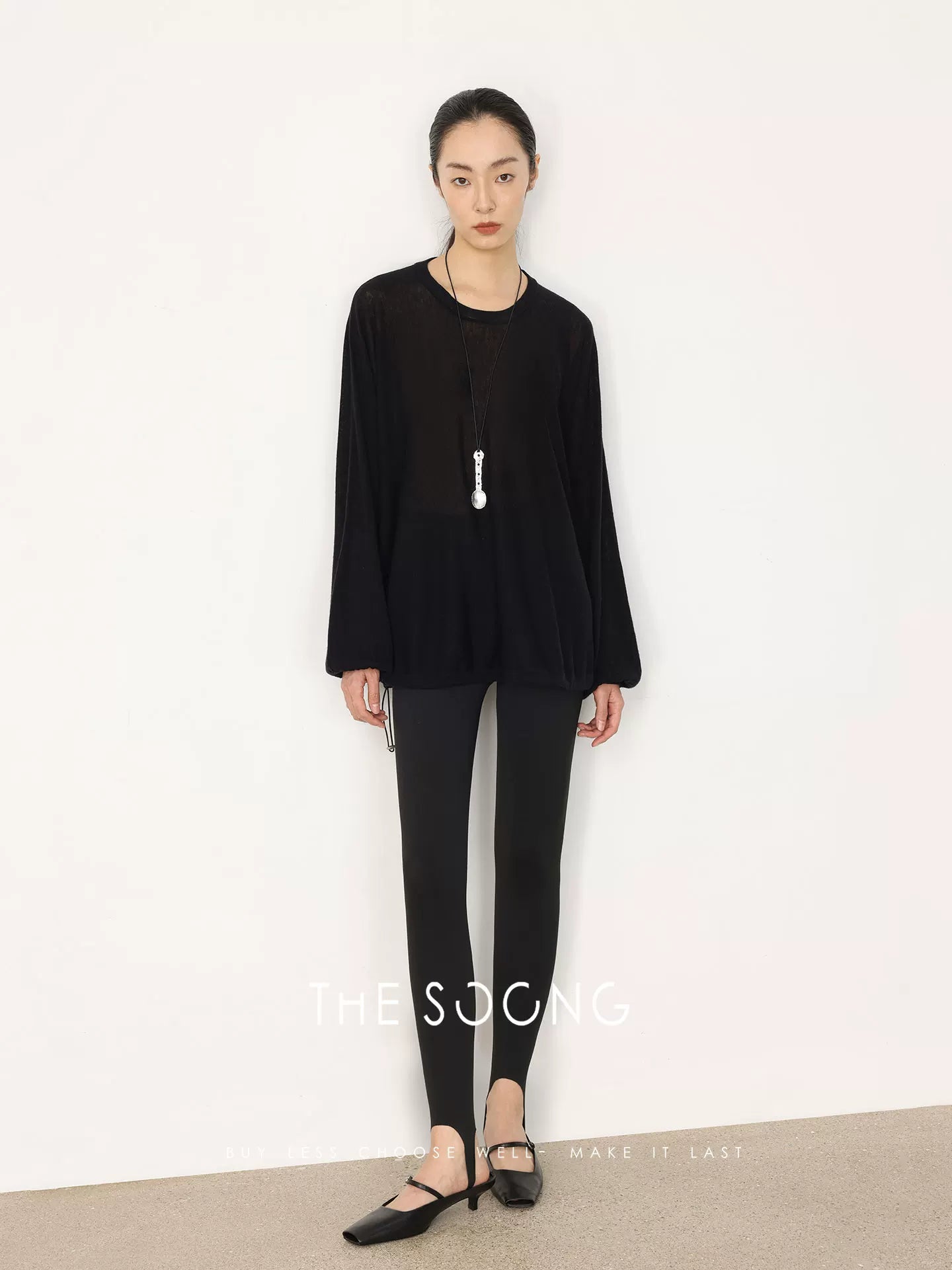 THESOONG/Spring New Knit Wool Base Shirt Loose Top Thin Round Neck Long Sleeve HWTX8496