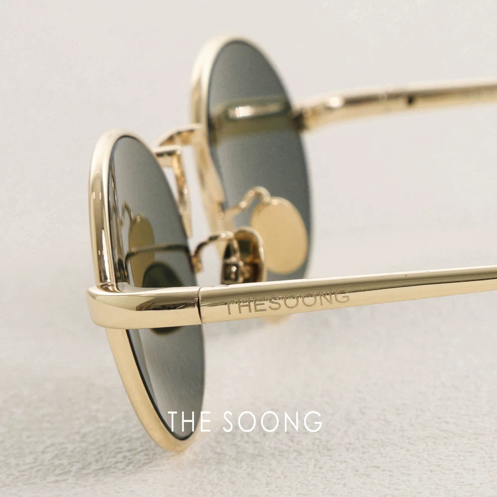 THESOONG/Modern Glasses, White Copper Metal Round Frame, Tortoiseshell Temples Sunglasses 9226