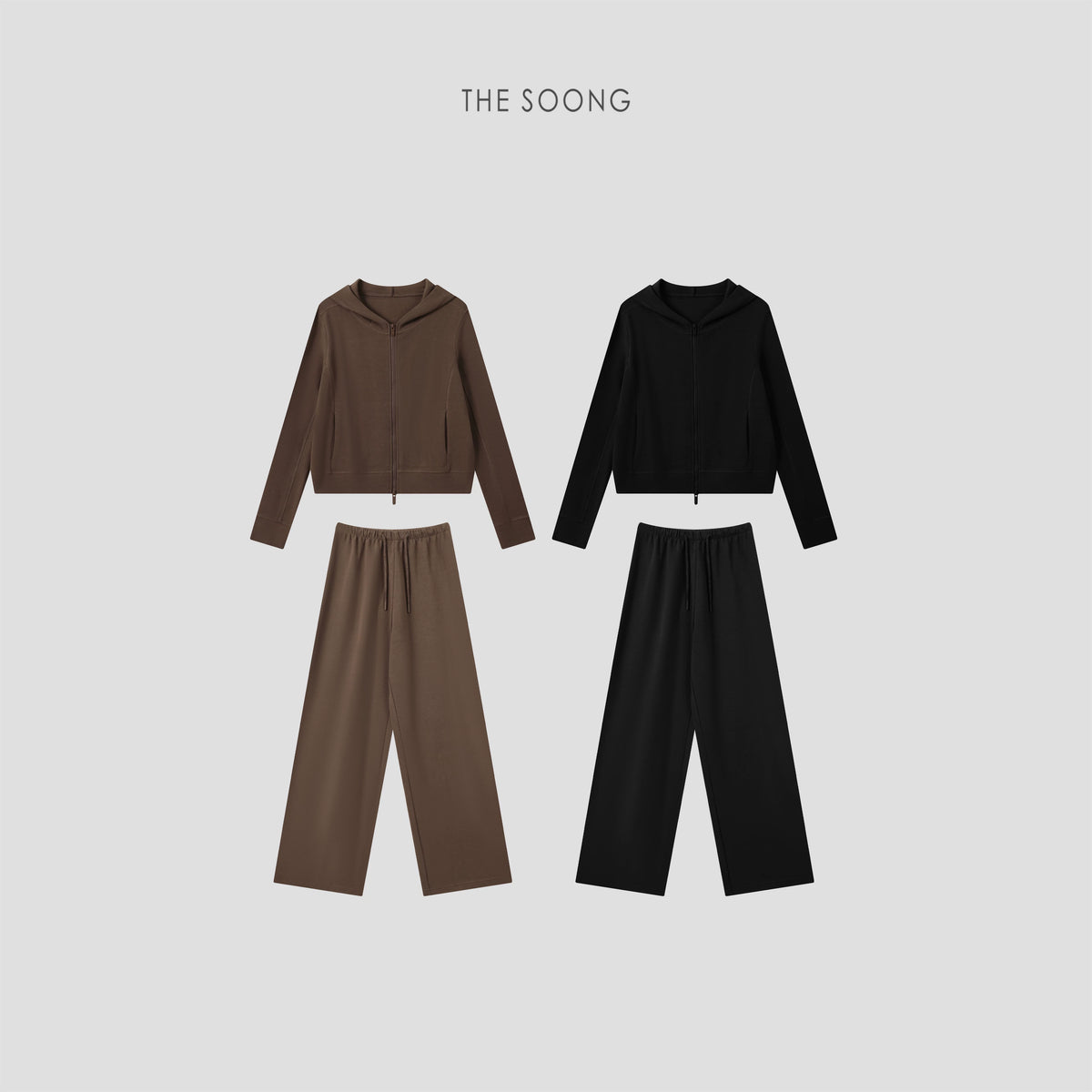 THESOONG/Smooth Texture Minimalist Skin-Friendly Three-Dimensional Textured Elastic Wrinkle-Resistant Fashion Leisure Set 8801