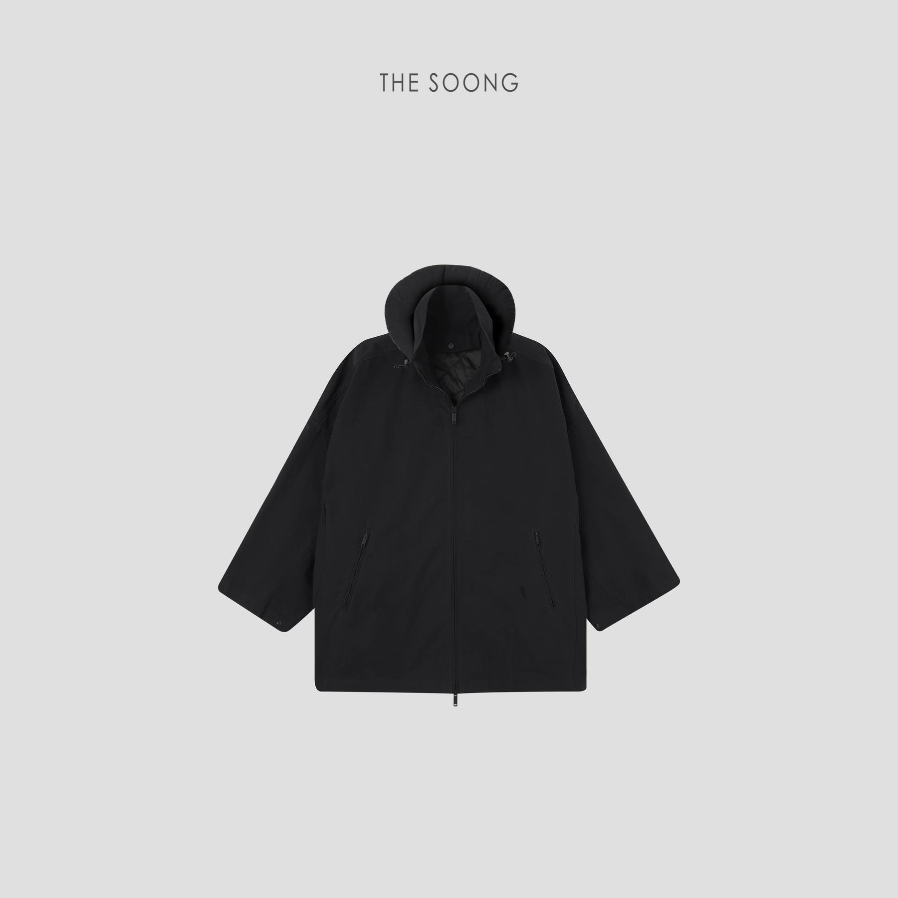 THESOONG/Amsterdam Pima Cotton Black Oversized Slim Petite Autumn-Winter Quilted Windbreaker Jacket for Women