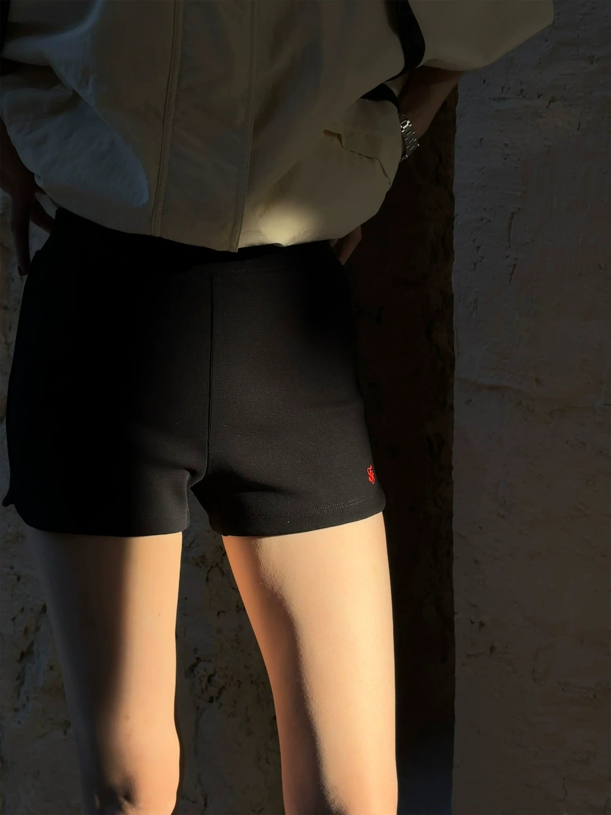 THESOONG/Hot Shorts Cross Rib High Elastic Cotton Spandex, Wash-Resistant and Wear-Resistant, Mid-Waist, Can Be Worn Outdoors Home Shorts 9055
