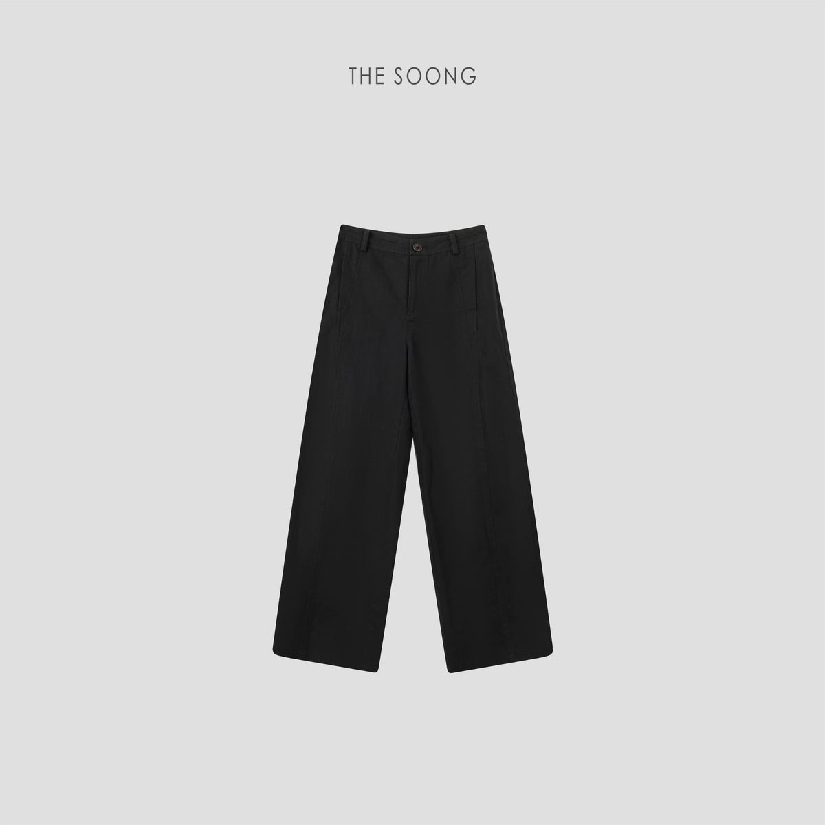 THESOONG/Neat aesthetics spring-summer women's hemp-cotton structured non-stretch mid-waist casual pants 8277
