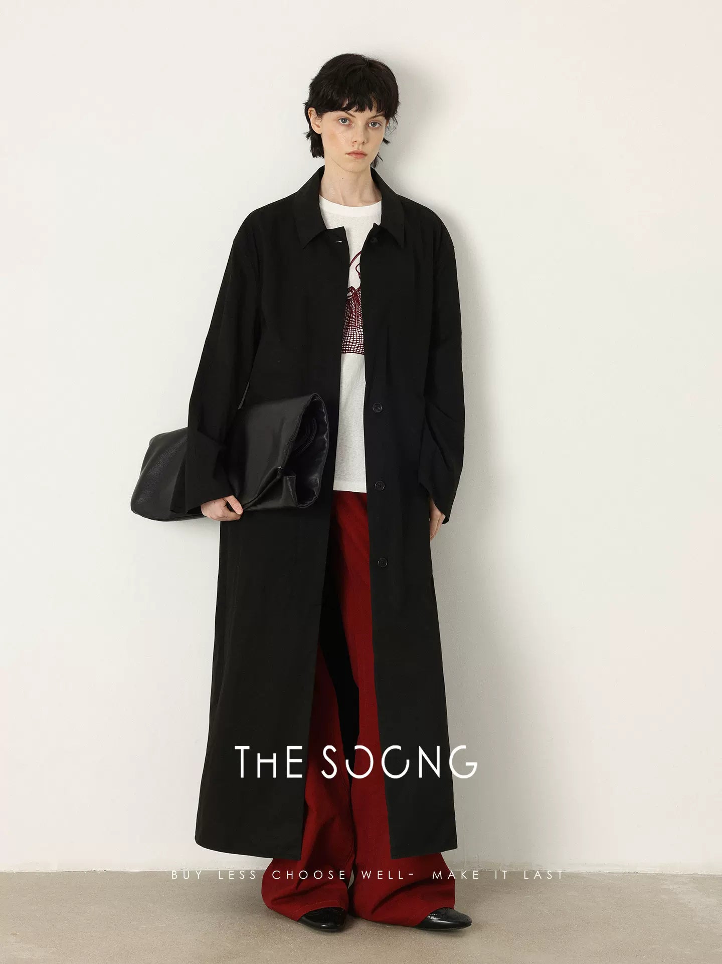 THESOONG/Minimalist Re-shaping 100% Cotton Heavy Washed Double Soft Line-Sense Trench Coat 6899