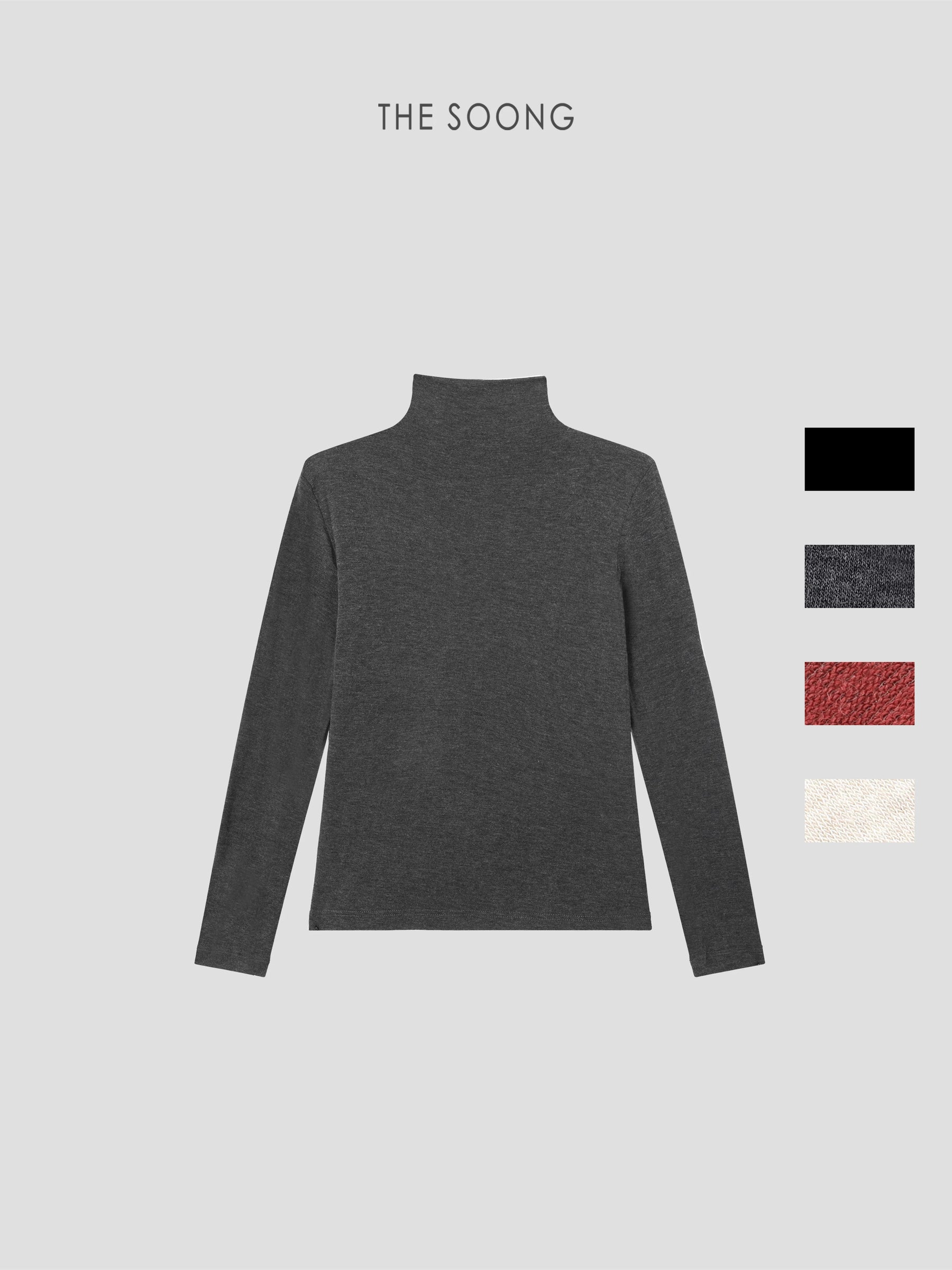 THESOONG/Heating 50S high-twist cashmere-feel semi-high-neck base sweater for women 9553