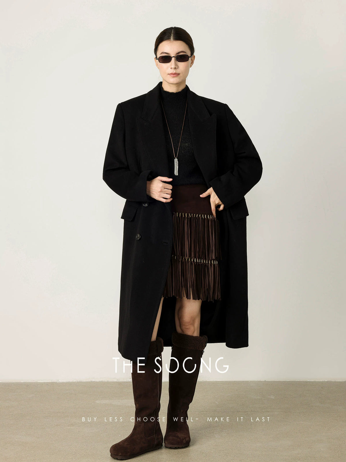 THESOONG/Autumn/Winter Classic Double-Breasted Cashmere Wool High-End Coat Jacket for Women 7281