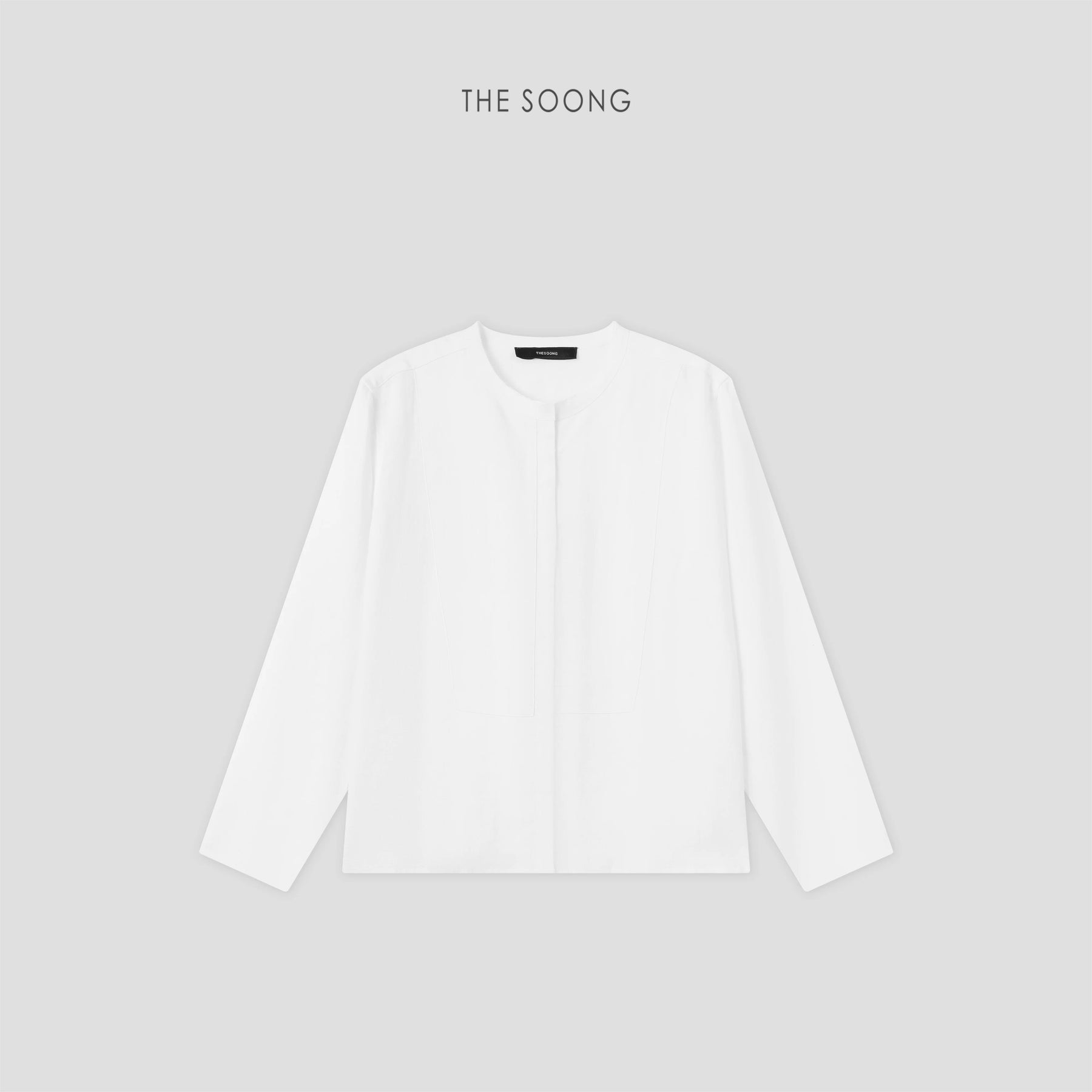 THESOONG/Relaxed Minimal High-Support Rain Dew Linen Washed Bamboo Slub Textured Draped Shirt Jacket for Women 8671