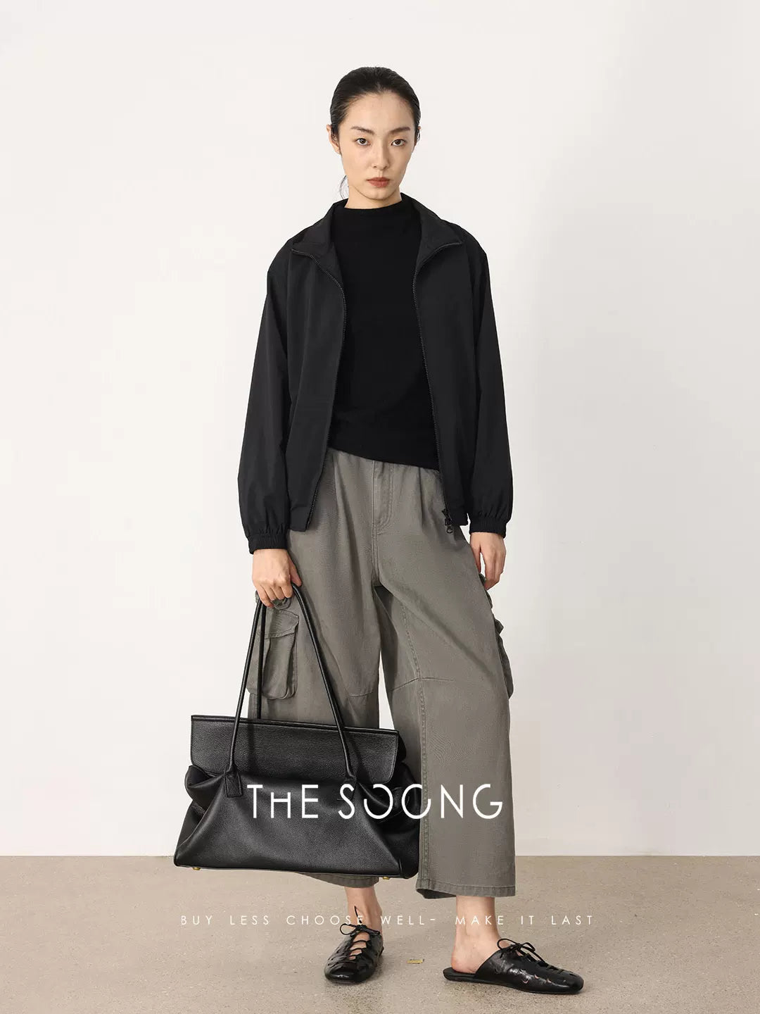 THESOONG/Spring New Casual Nine-Point Wide-Leg Cargo Pants Women Outdoor Casual Sports HBKZ8047