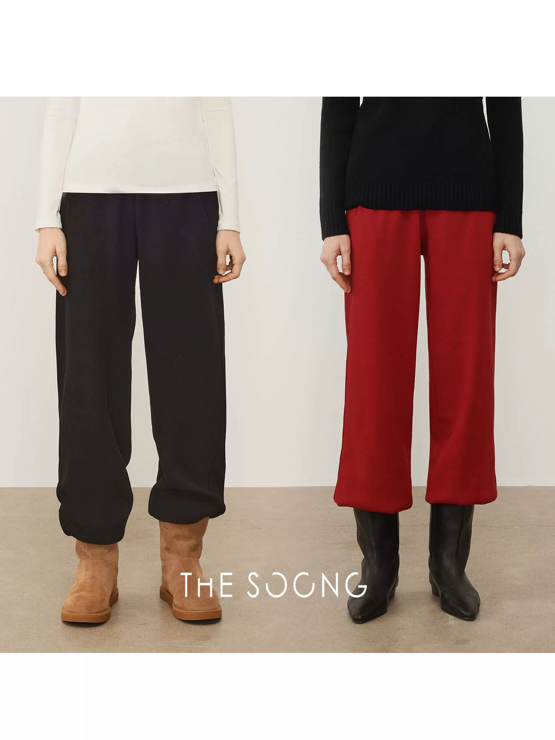 THESOONG/暖洋洋 奥粒绒高弹加绒加厚小茧型松紧中腰休闲裤女5950