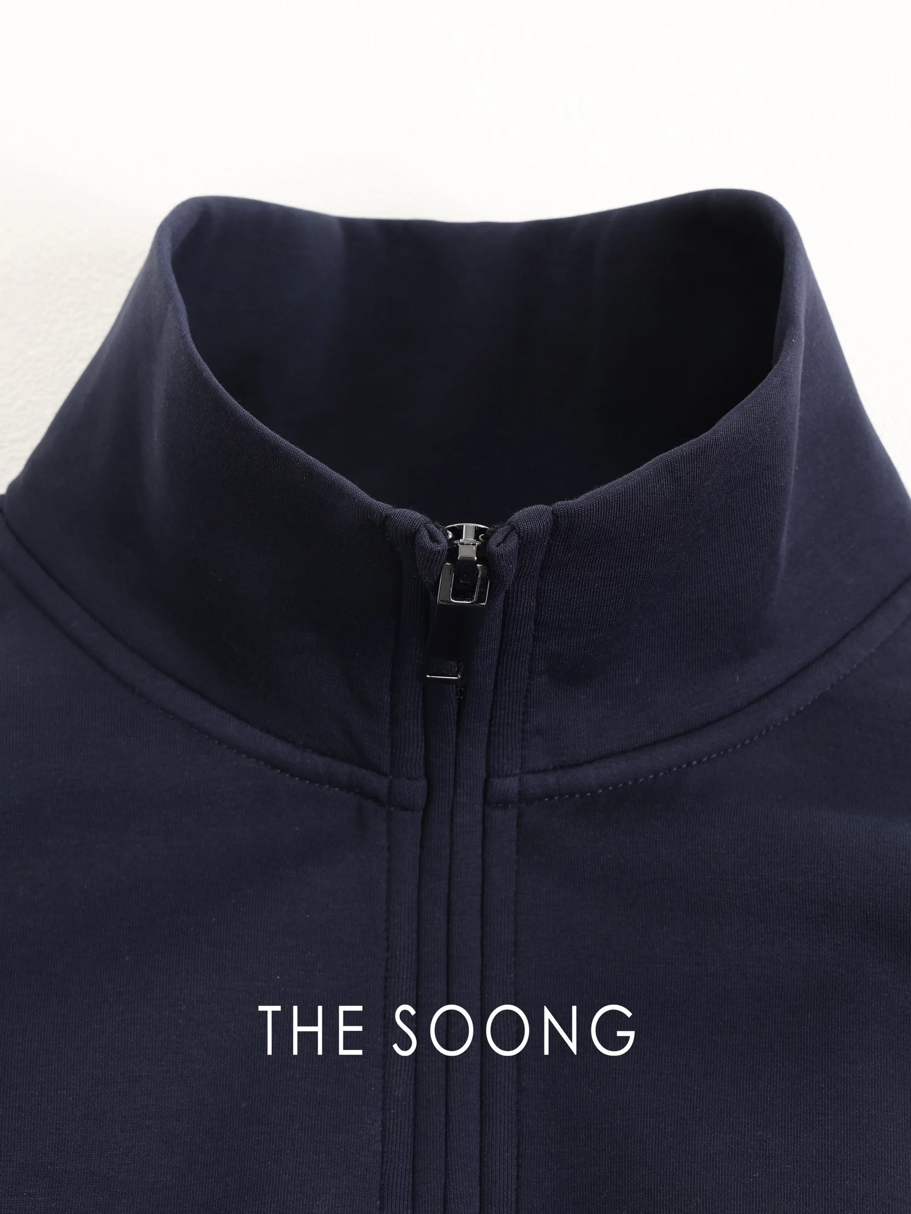 THESOONG/Quiet Luxurious Cloud Feel Cotton Blend High-Elastic Structured Half-Zip Stand Collar Sweatshirt 9387
