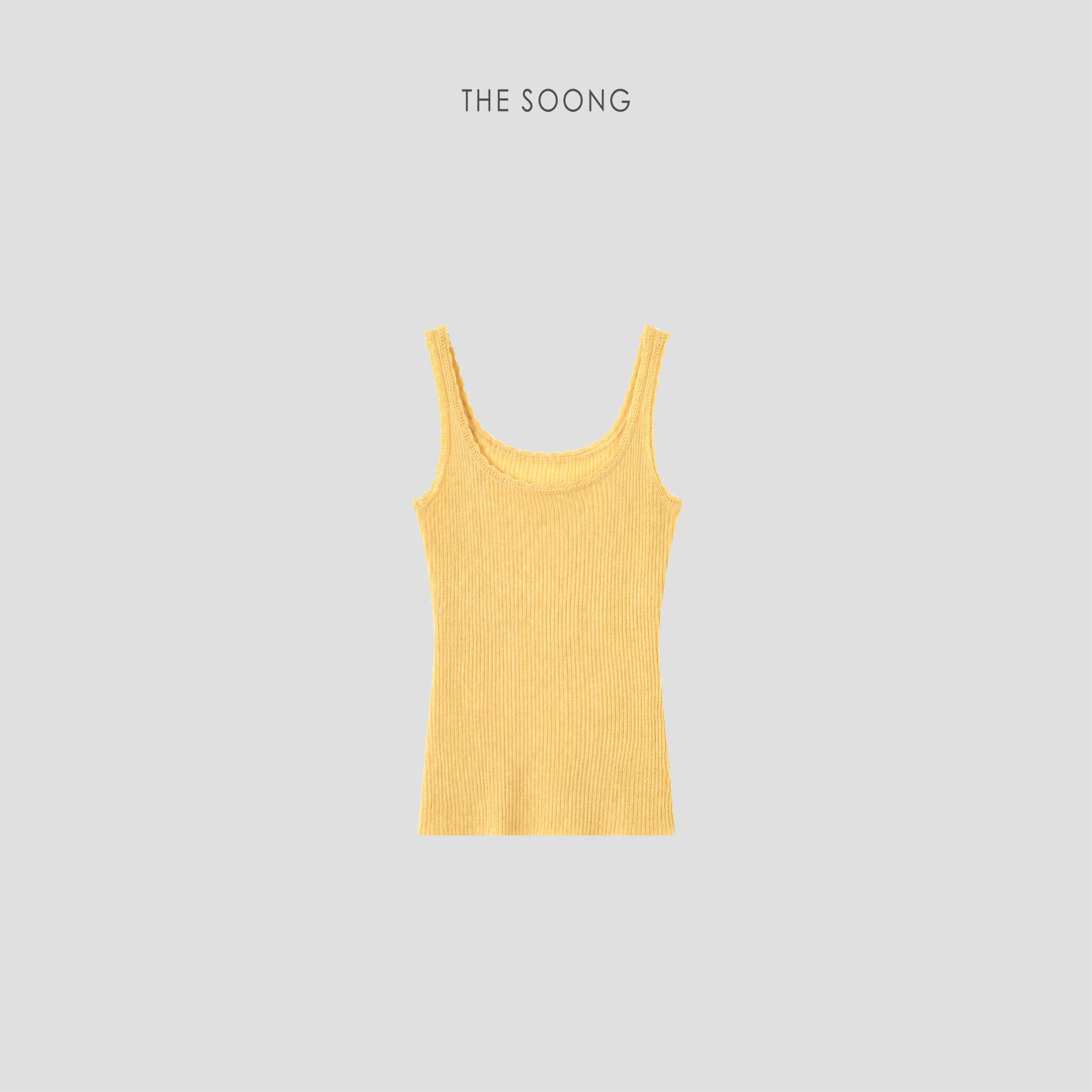 THESOONG/Merino Wool Blend Ribbed Knit Vest Women's Lace Trim U-Neck Short Camisole HWBX9322