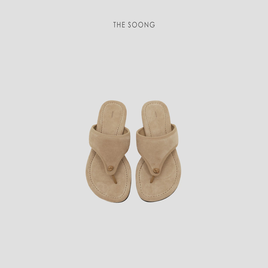THESOONG / "Lazy High-End" Soft Anti-Slip Suede Leather Toe-Clip Flat Sandals 8855