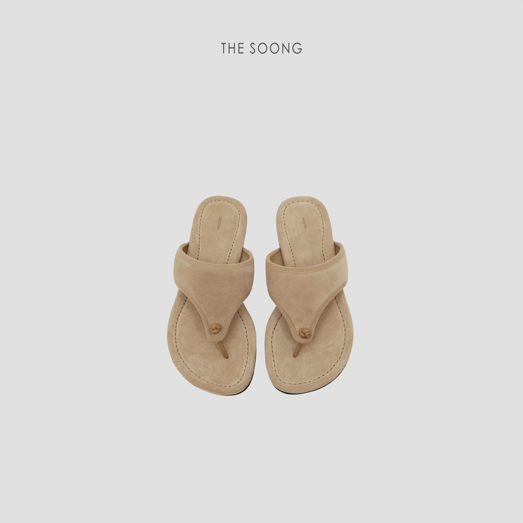THESOONG / "Lazy High-End" Soft Anti-Slip Suede Leather Toe-Clip Flat Sandals 8855