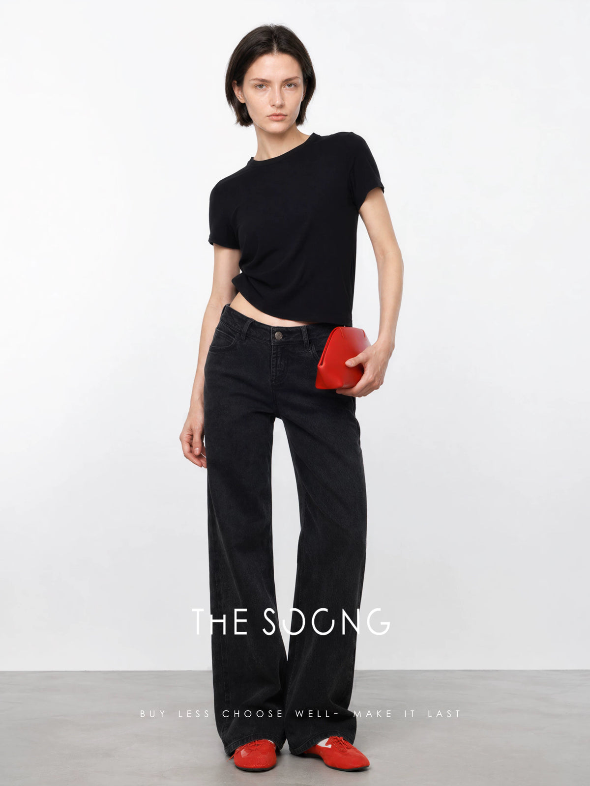 THESOONG/Zero-Feeling T Imported Australian Pure Cotton High-Twist Short-Sleeve T-Shirt Slim Fit Summer Short Top for Women 8866