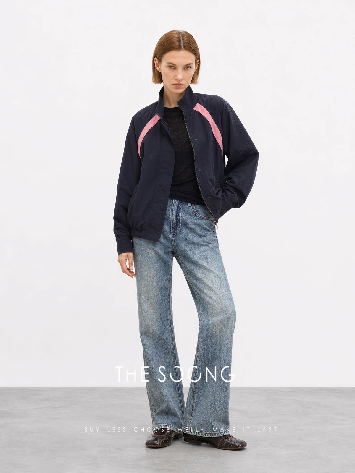 THESOONG / Flower-patterned denim, cotton-spandex blend 13.50oz heavyweight denim vintage wash jeans 8256