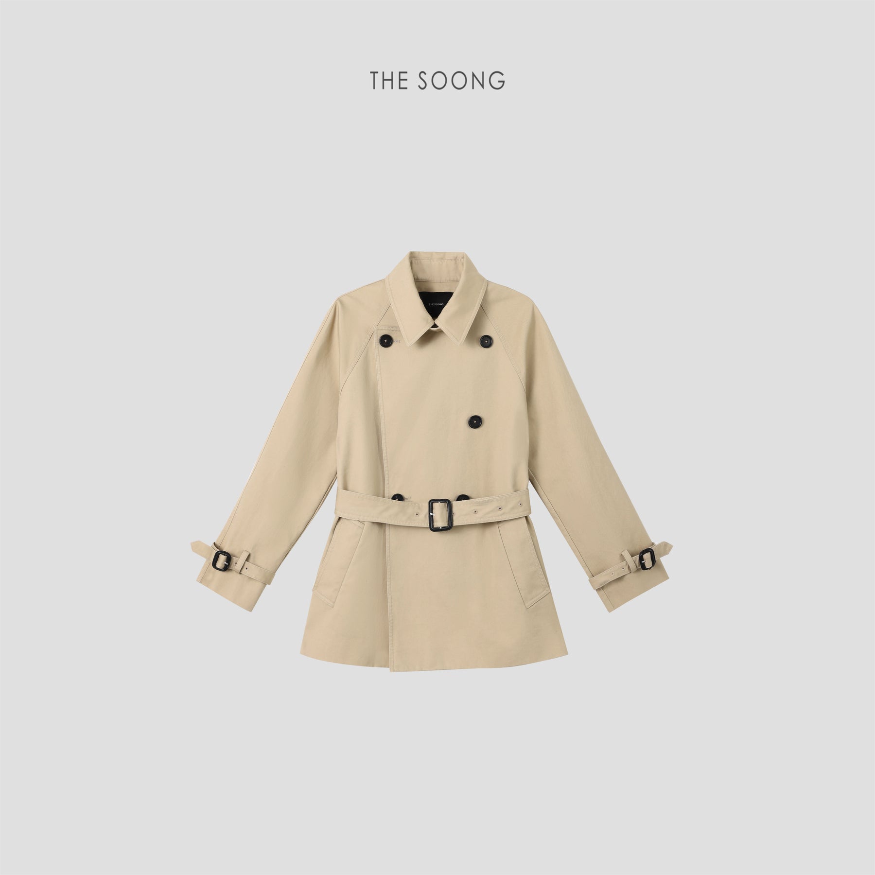 THESOONG/Wilderness travel 100% cotton enzyme-washed soft mid-length double-breasted trench coat 9106