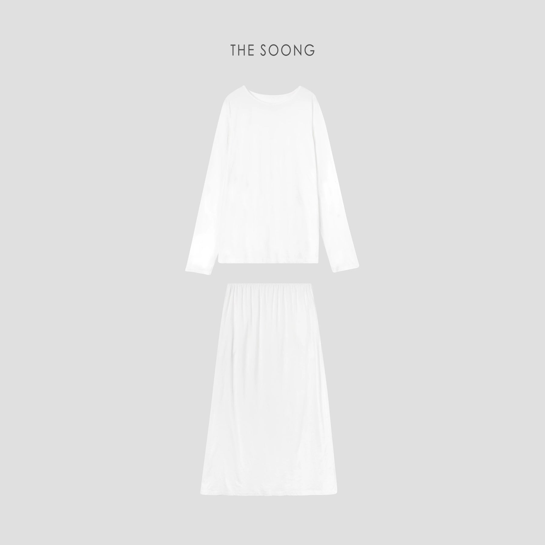 THESOONG/Snow White 100% Long-Staple Cotton Lightweight Thin T-Shirt and Skirt Relaxed Set for Women 5253