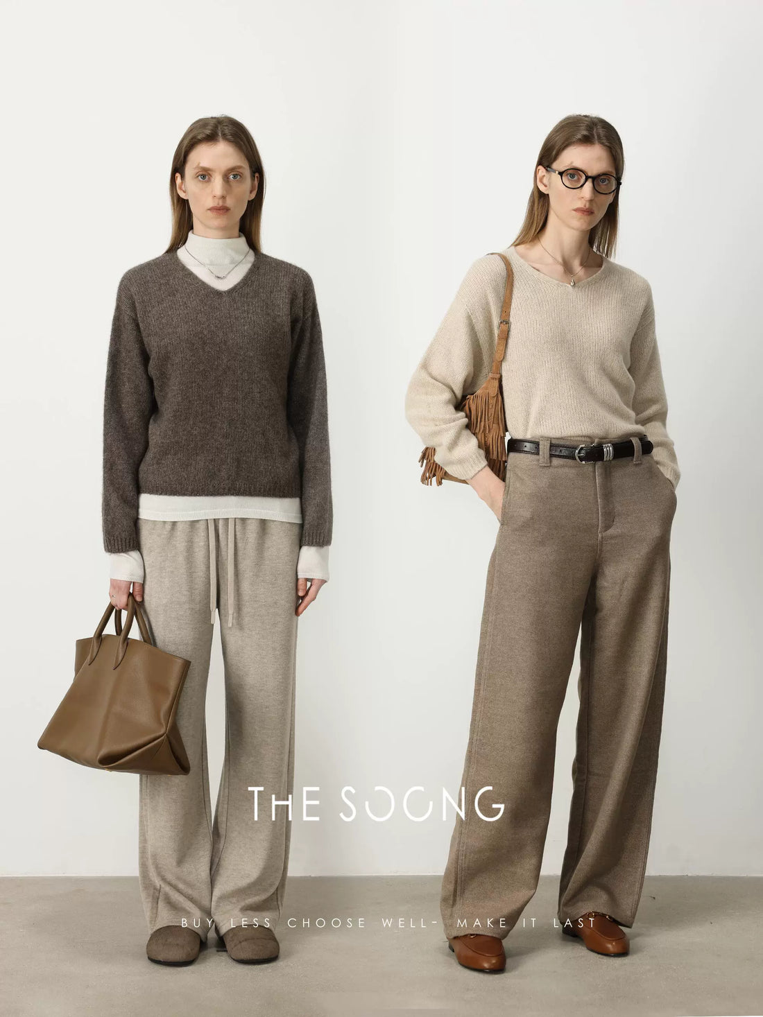 THESOONG/Selected Natural Yak Wool German Imported Seamless One-Piece Knitted Drop Shoulder Casual V-Neck Sweater for Women