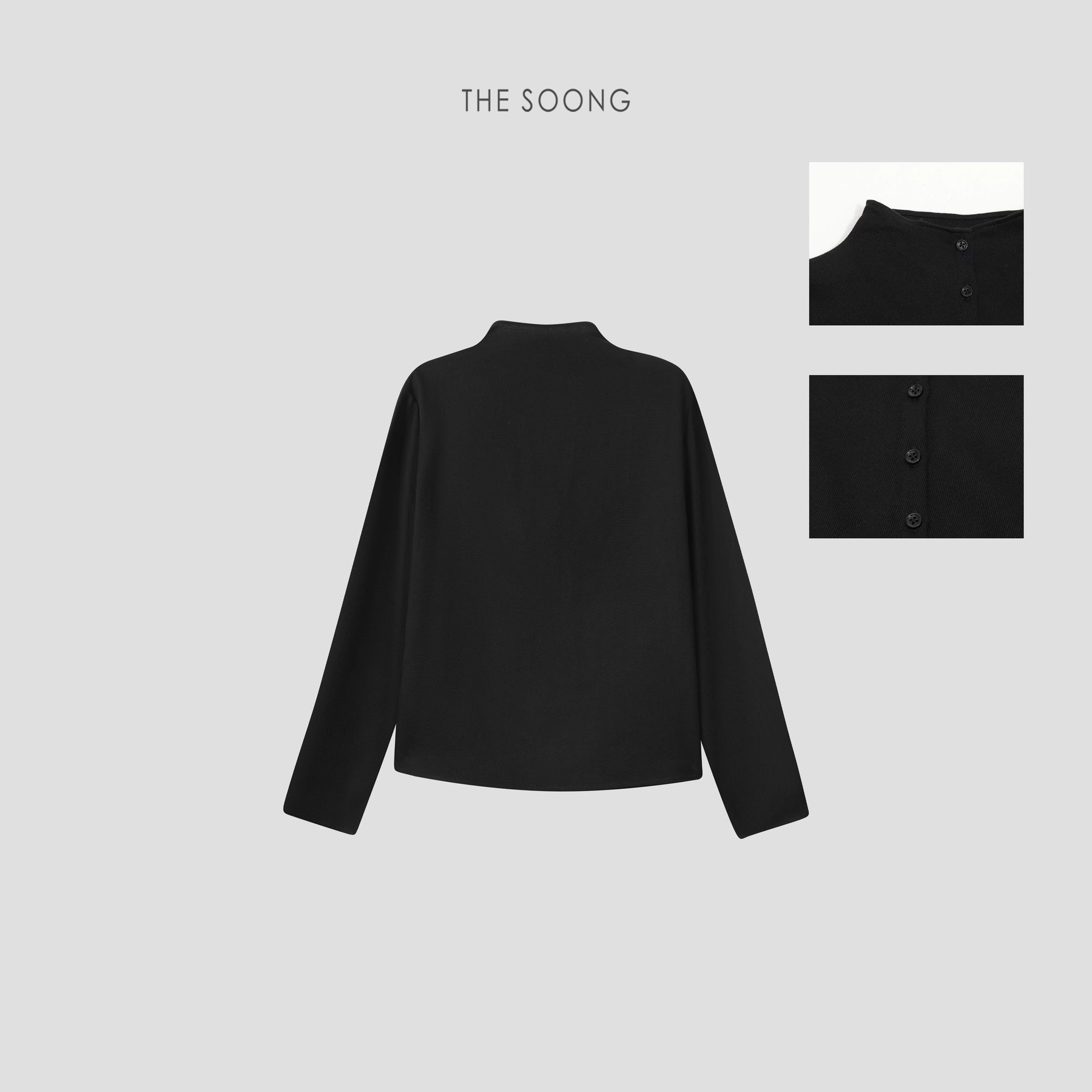 THESOONG / Spring New Classic Tencel Wool Lightweight Clever Black Stand-collar Shirt Short Jacket 7519
