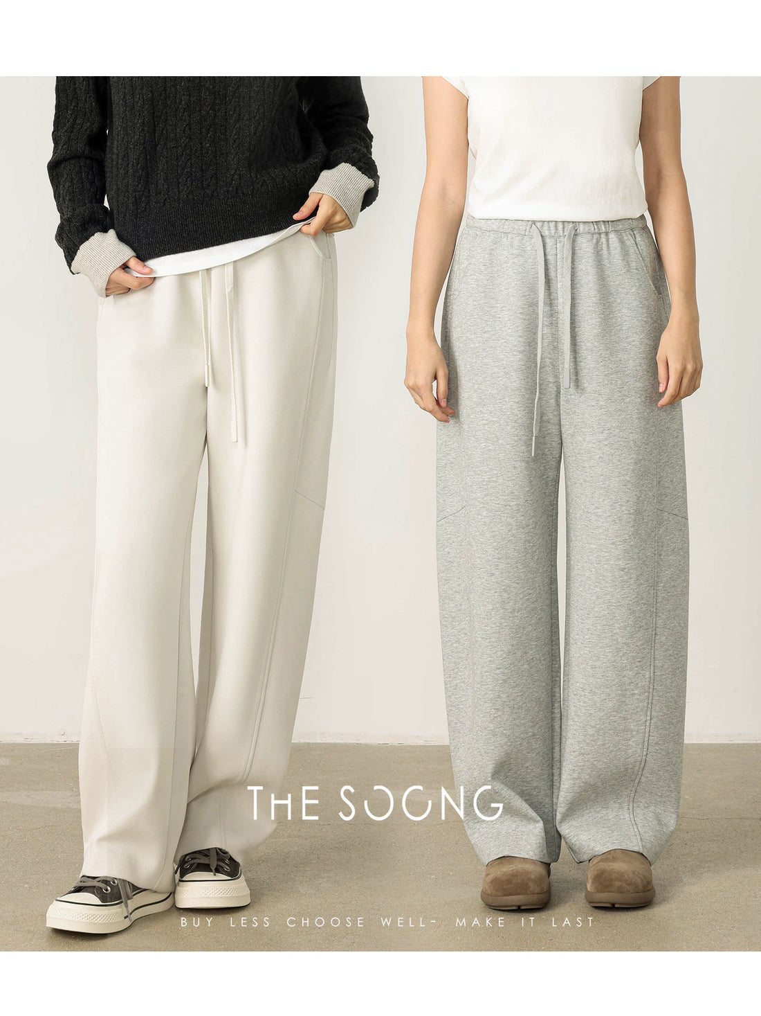 THESOONG/新曲线 立裁结构定制料轻弹力小弯刀女士休闲卫裤7903