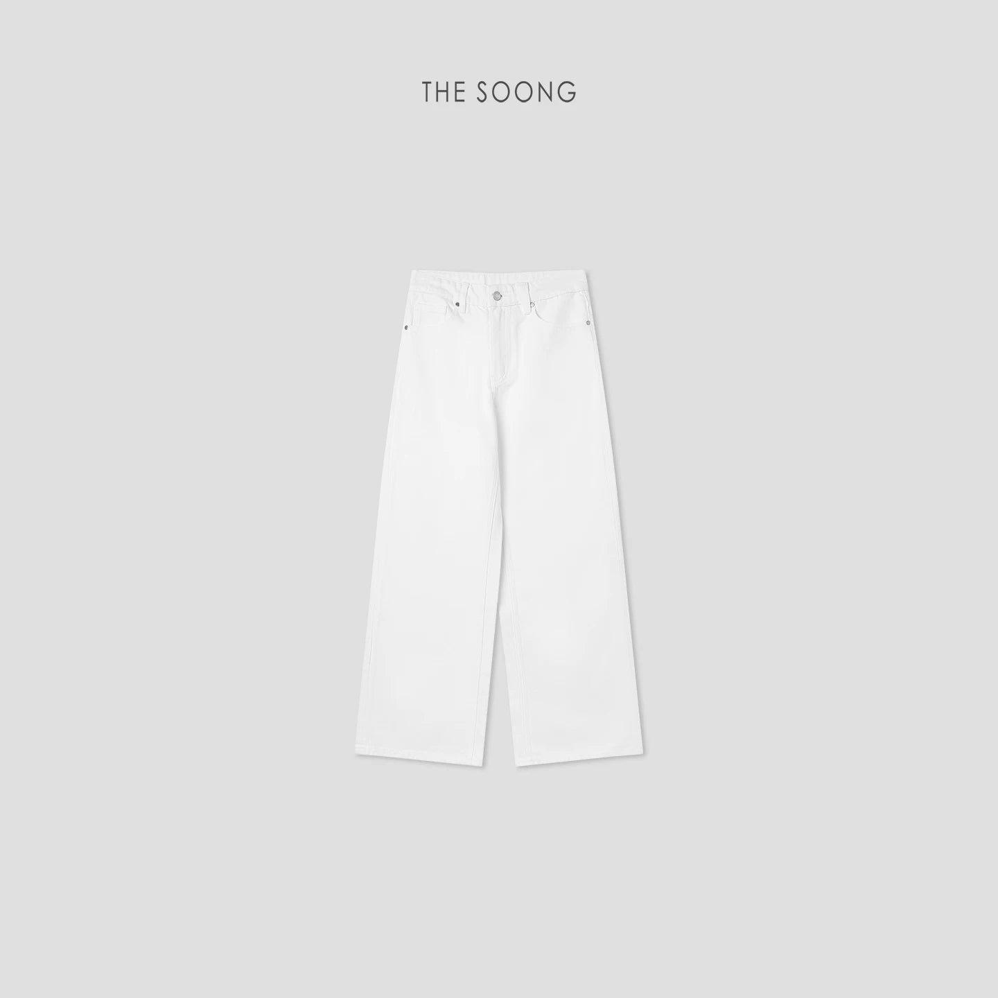 THESOONG/High-Density Pure Cotton White Jeans Women Washed Soft Casual Straight-Leg Long Pants 7568