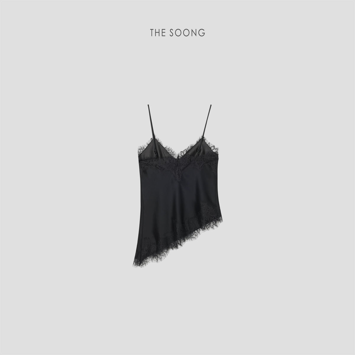 THESOONG/Satin Mist Acetate Satin Eyelash Lace Slim Strap Women's Camisole 9357