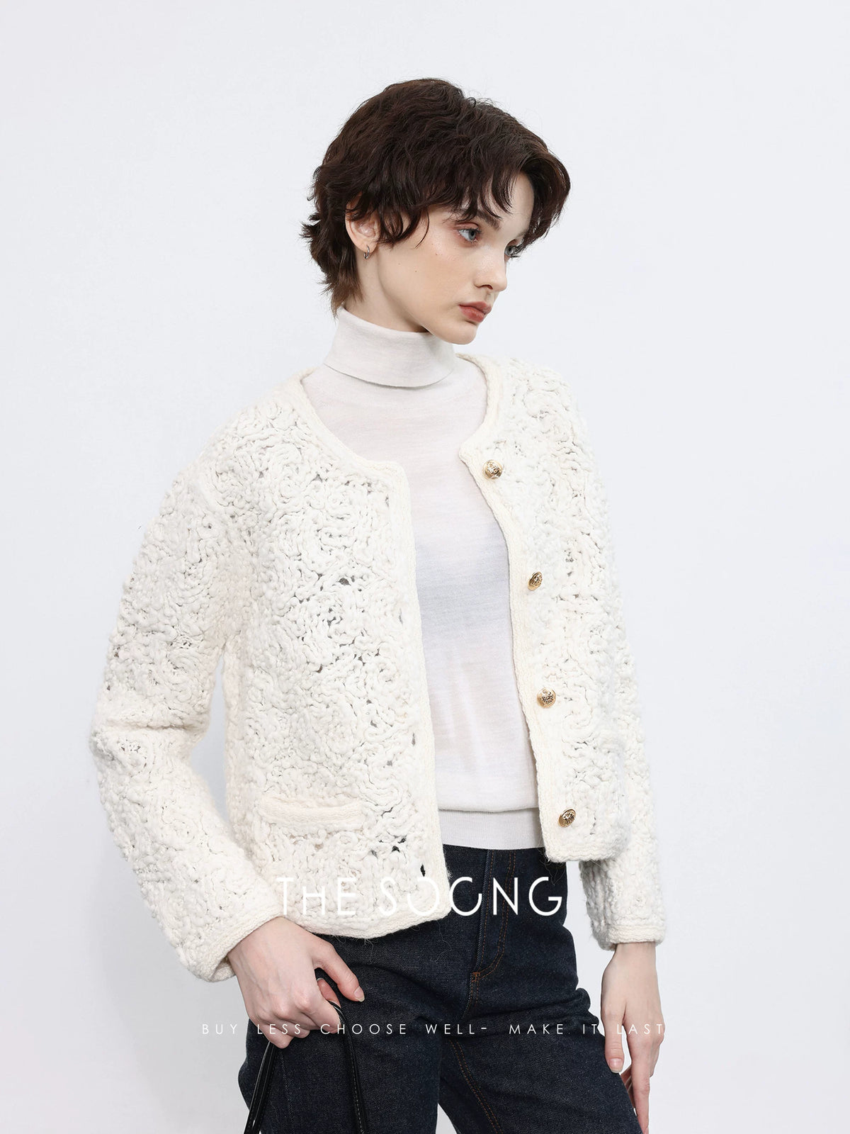 【Clearance Sale of Discontinued Sizes】980g Hand-spun Icelandic Wool Vintage-style Rope Embroidered Spring Women's Long-sleeve BMY222956