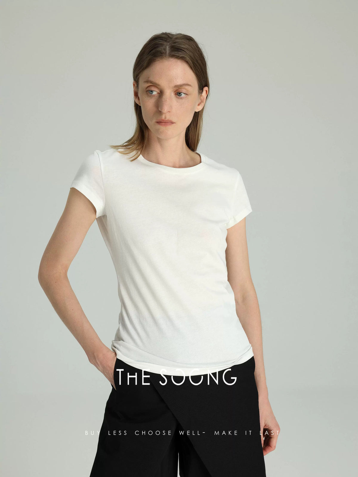 THESOONG/ Several pieces per person classic white basic skin-feel long-sleeve minimalistic crewneck T-shirt for women