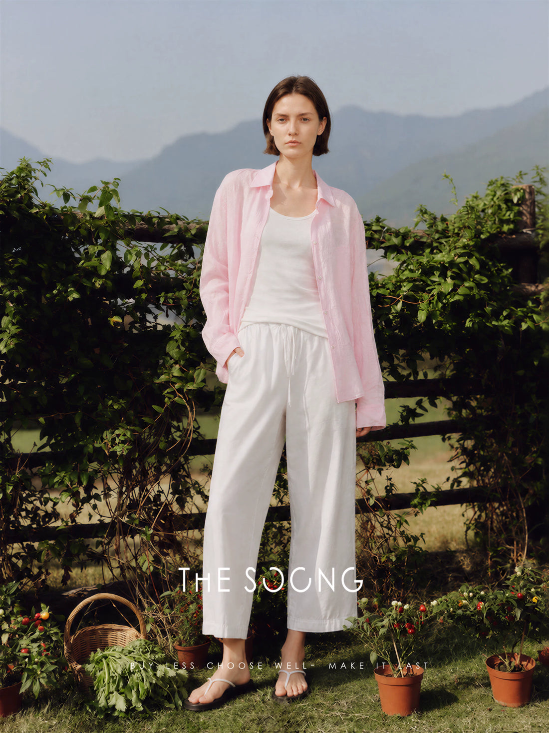 THESOONG/理性美学 高密度织法提花暗格松紧中腰弹力九分休闲裤女