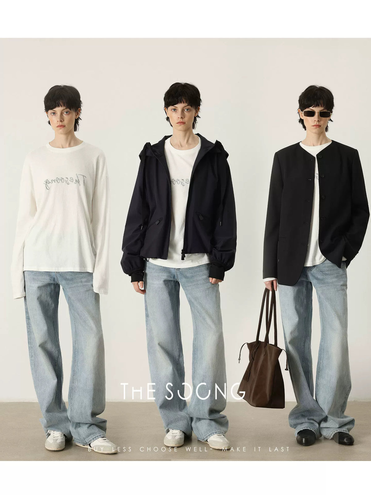 THESOONG/Straight-Leg Jeans Women New Light Blue 14.9oz Rigid Washed Wrinkle Long Pants 6940