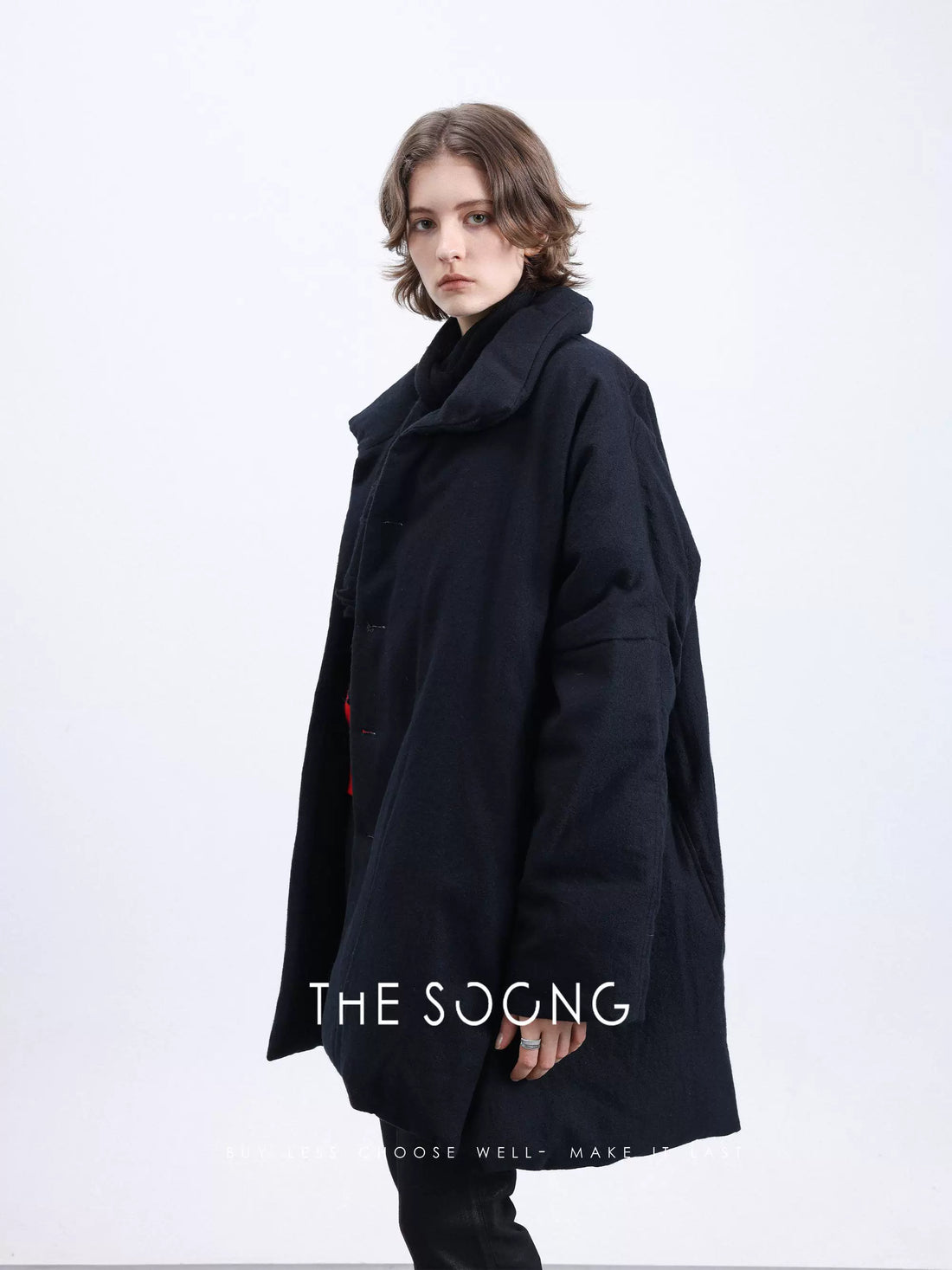 THESOONG / Relaxed Edge 95 White Goose Down Winter Black High-end Stand-collar Down Jacket 8090